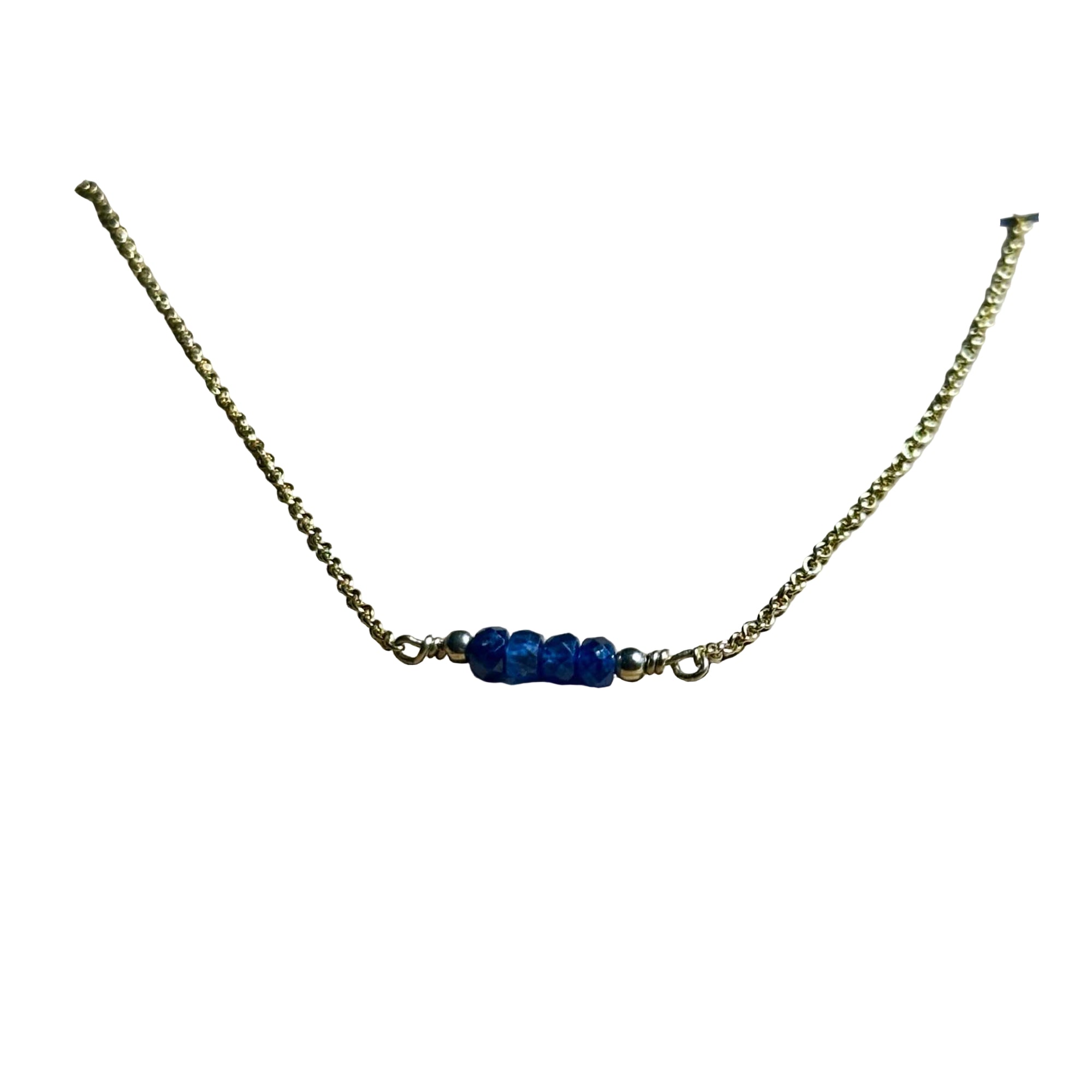 Bertoni September Birthstone Necklace with genuine sapphire beads on a gold filled chain