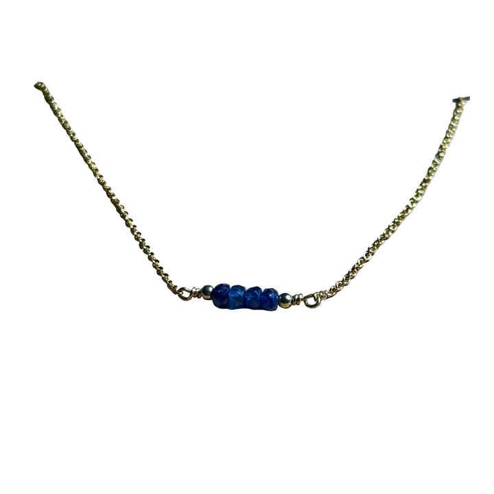 Bertoni September Birthstone Necklace with genuine sapphire beads on a gold filled chain