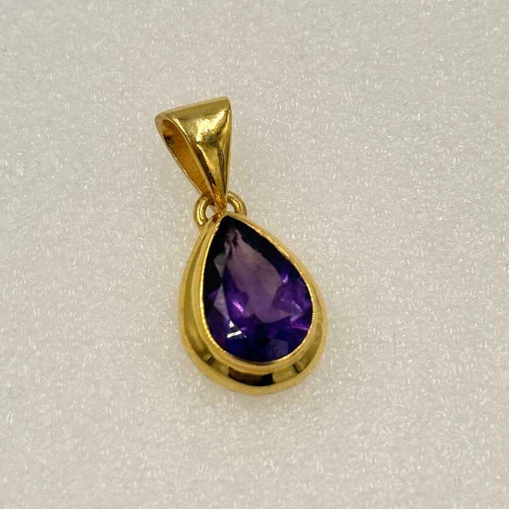 Gold Vermeil Faceted Teardrop Gemstone Pendant