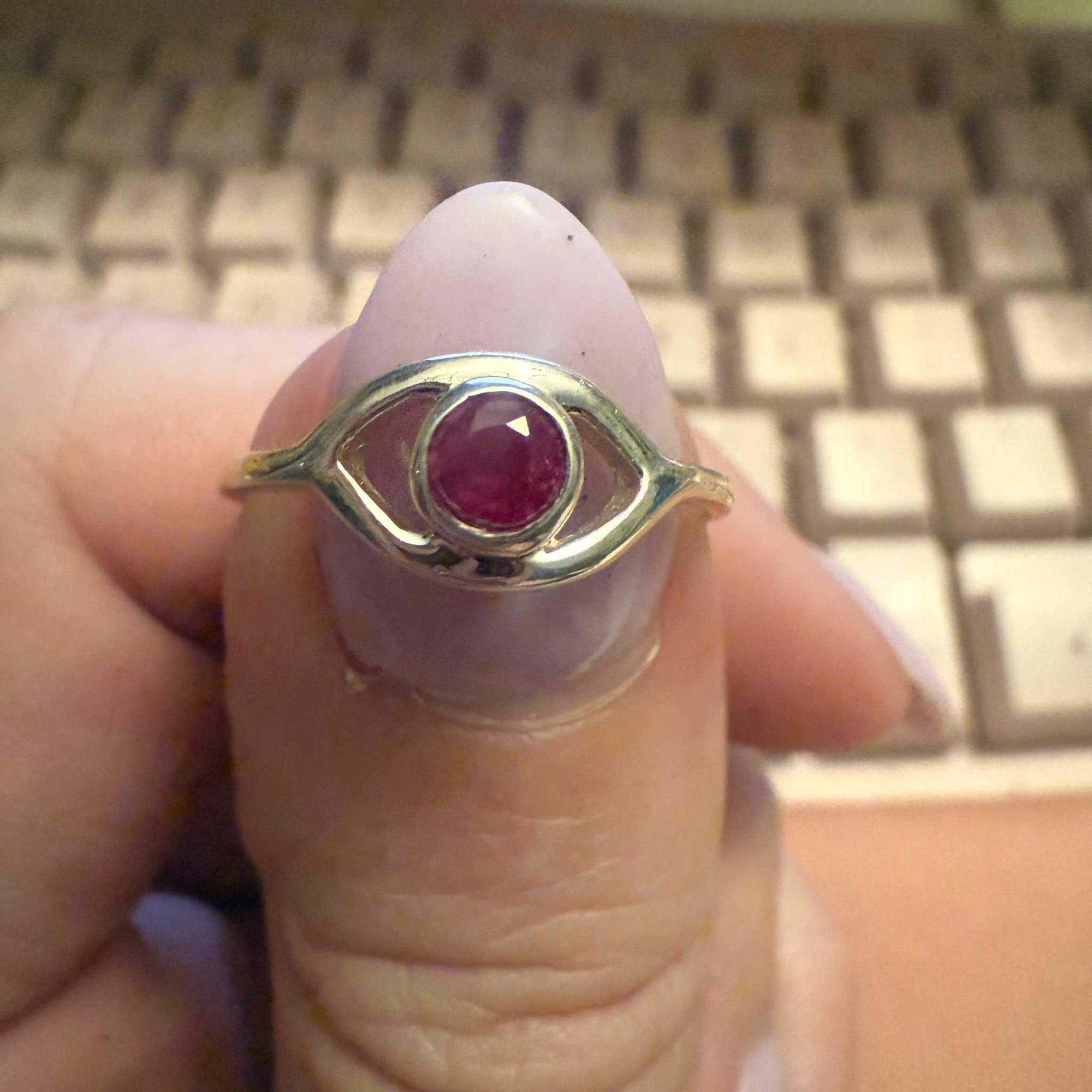 Bold All-Seeing Eye Ruby Ring