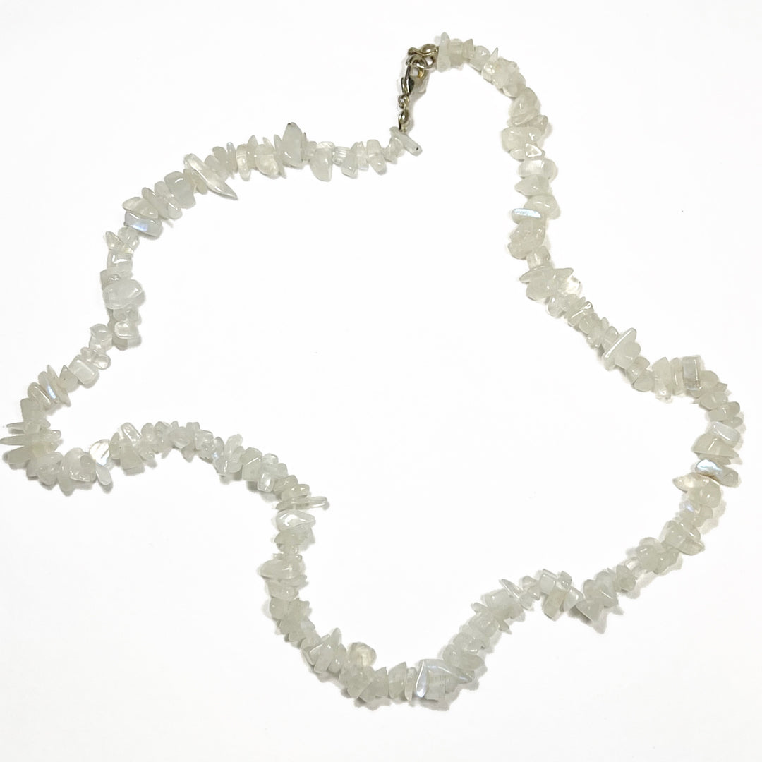 18-Inch Rainbow Moonstone Chip Necklace with Sterling Clasp, Chains and Necklaces