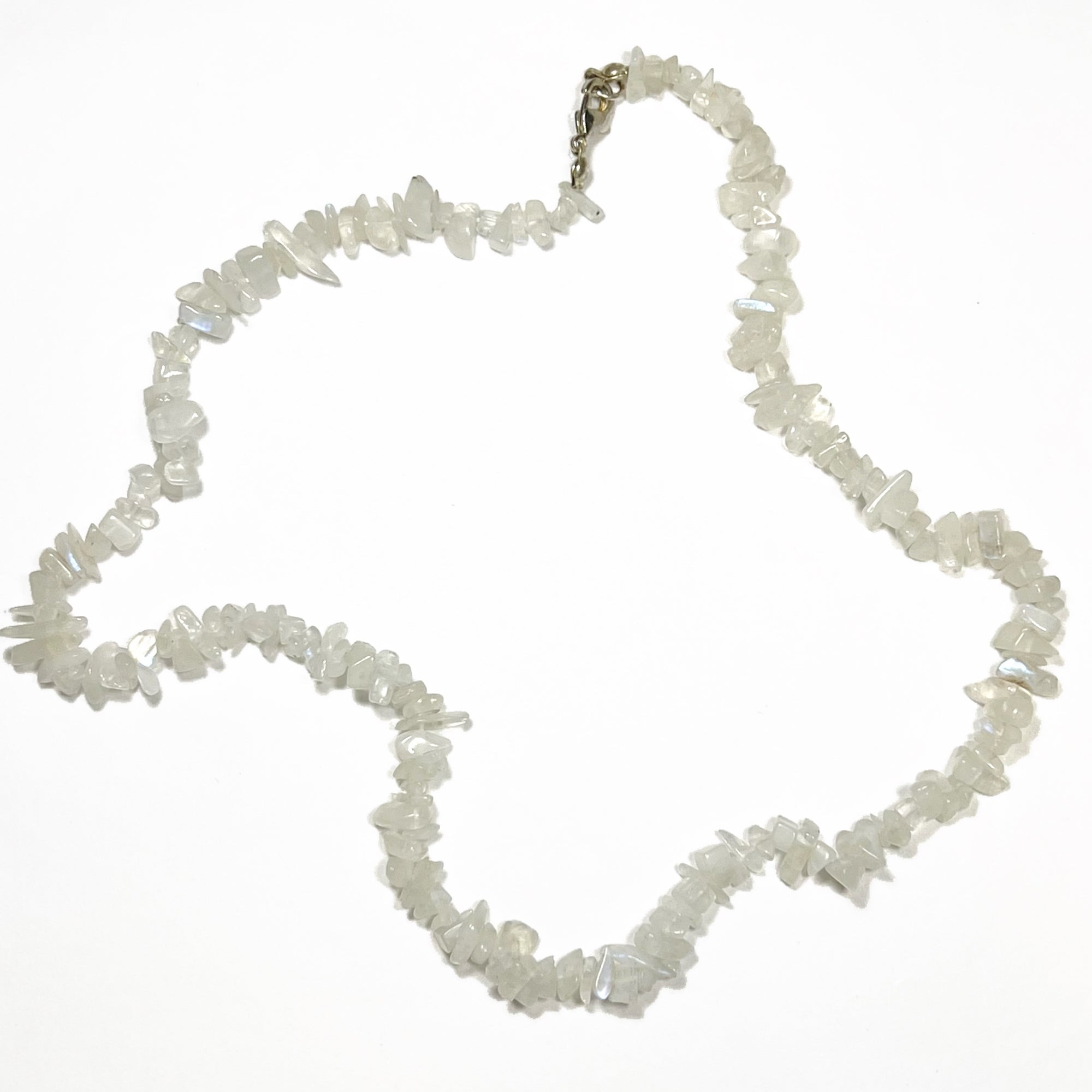 18-Inch Rainbow Moonstone Chip Necklace with Sterling Clasp, Chains and Necklaces