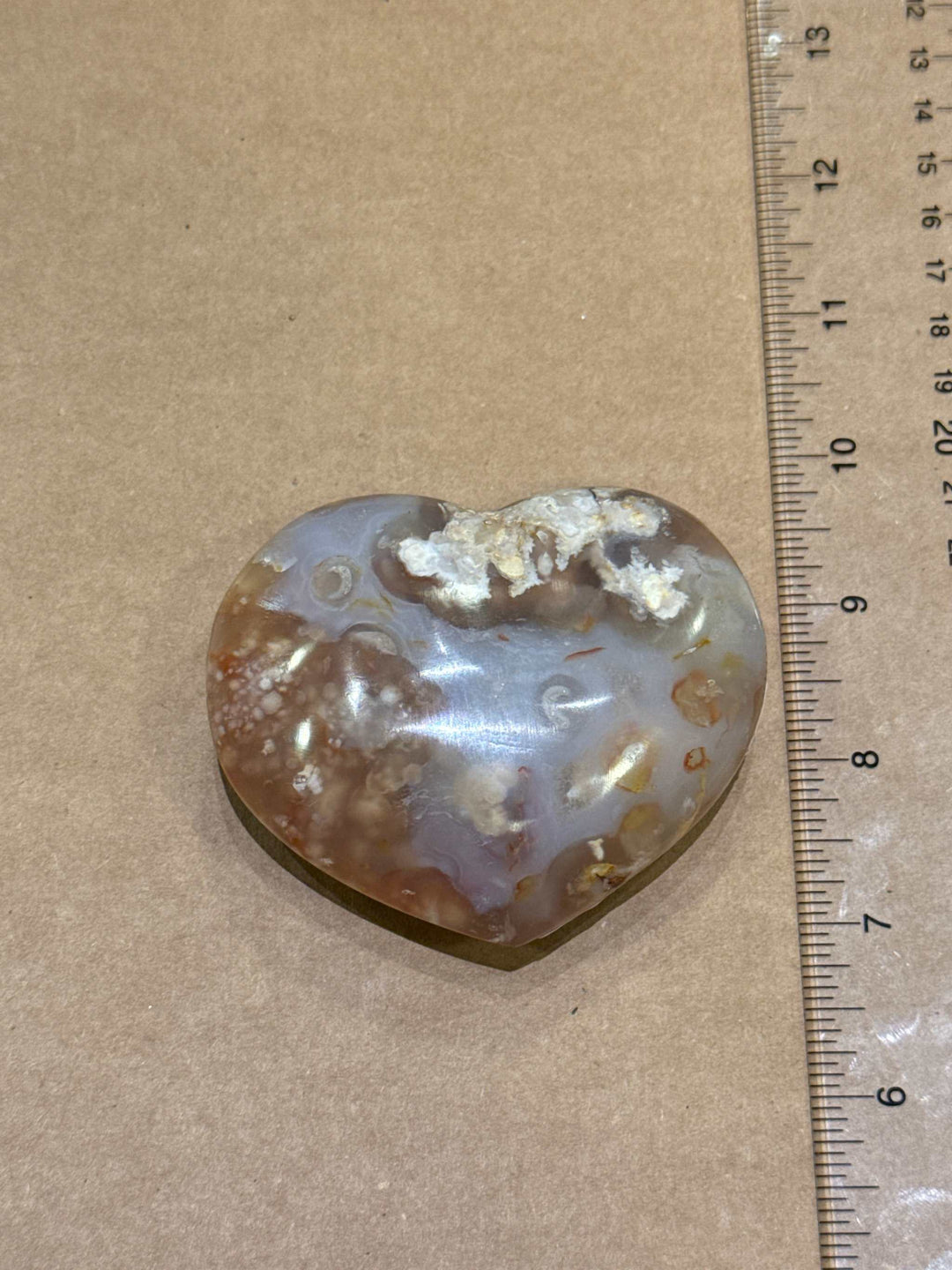Flower Agate Puff Heart Approx 2.5 - 3in
