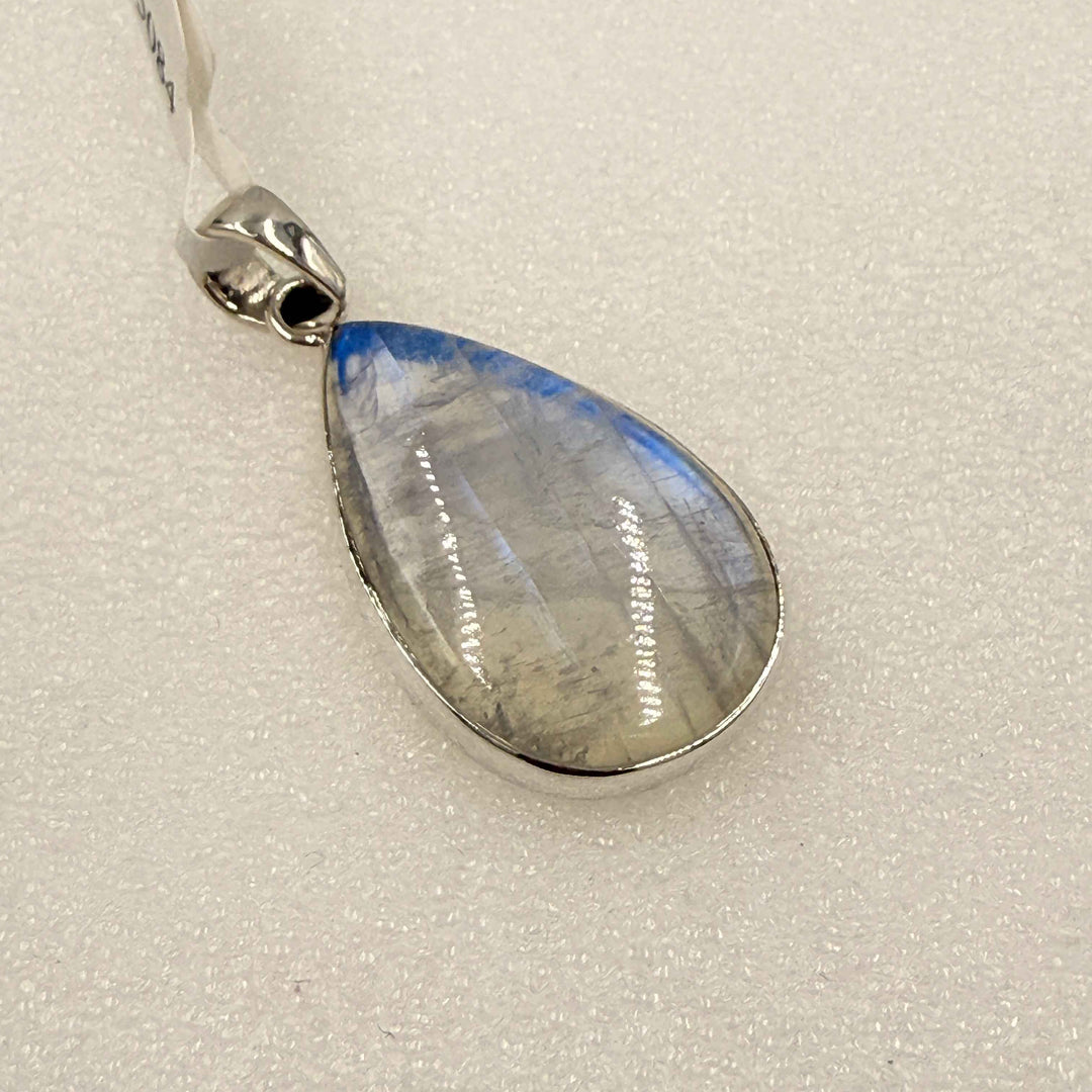 Sterling Silver Rainbow Moonstone Teardrop Pendant