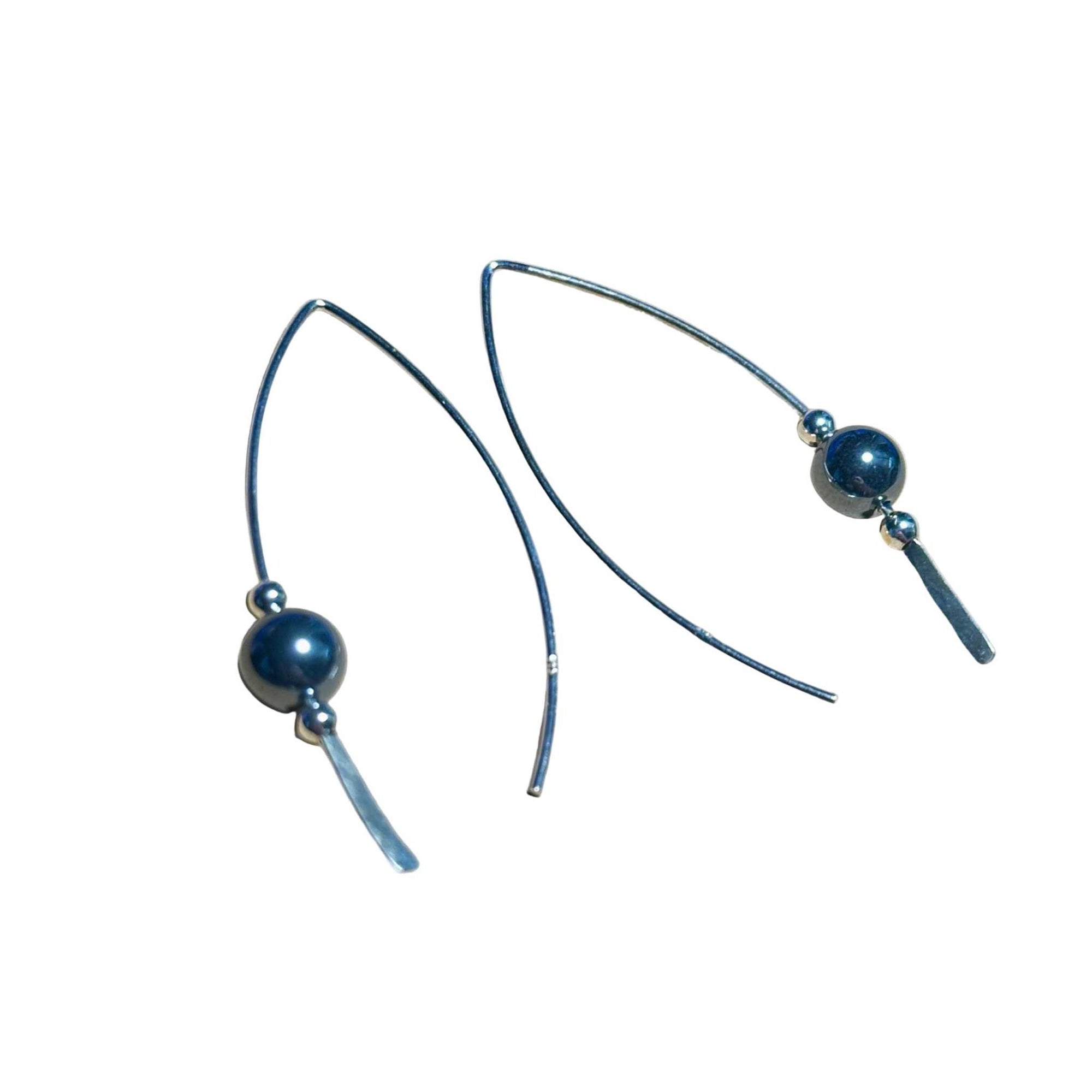 Pair of Hematite beaded earrings on a background