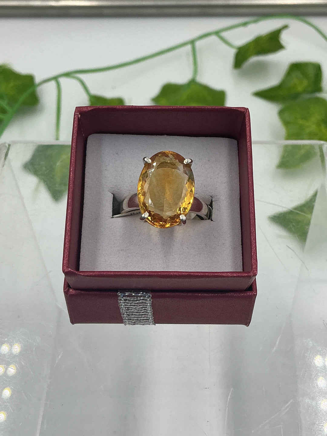 Sterling Silver Citrine Large Oval Statement Ring - Size 8