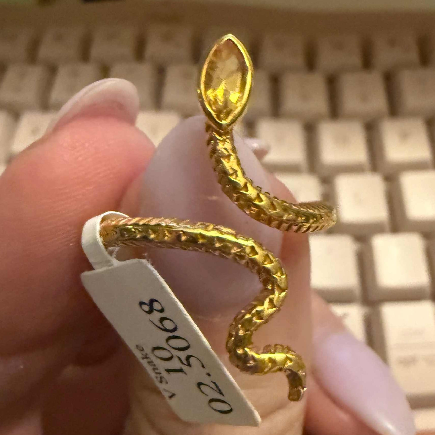 Gemstone Snake Ring  - Sterling Silver or Gold Vermeil