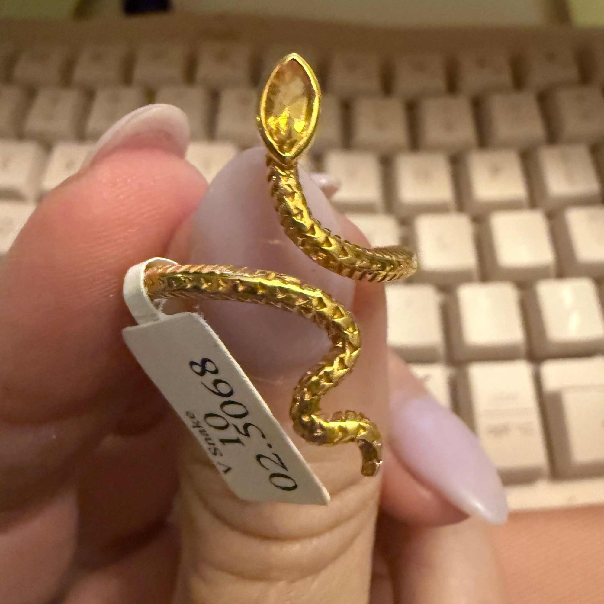 Gemstone Snake Ring  - Sterling Silver or Gold Vermeil