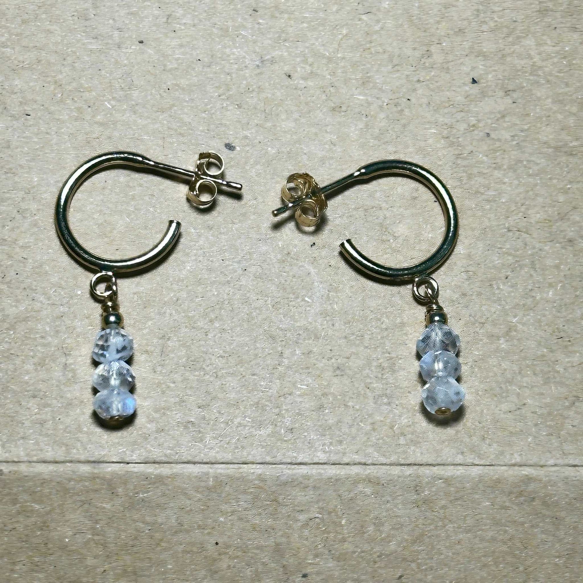 Rainbow Moonstone Beads on Post - Bertoni Earrings - Gold Filled Sterling Silver
