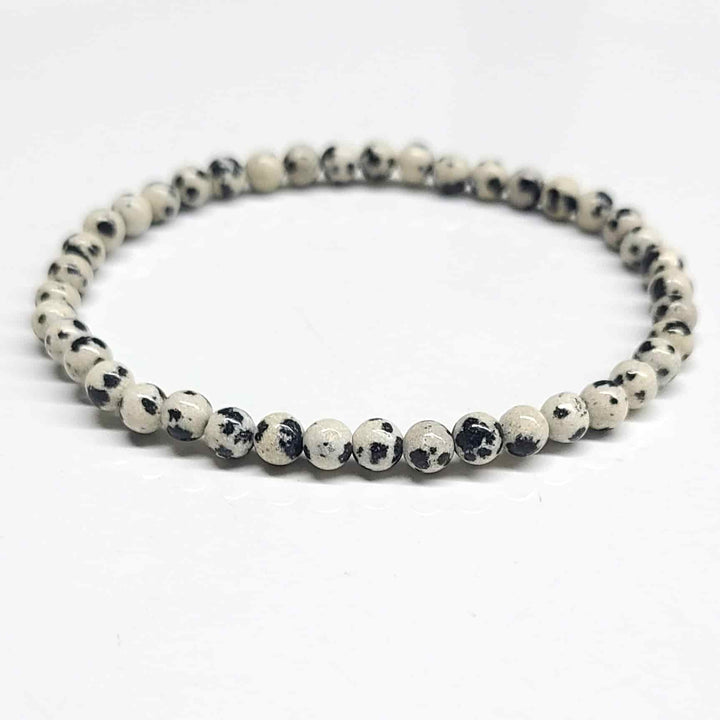 Dalmatian Jasper Round Bead Bracelet - Playful Loyalty
