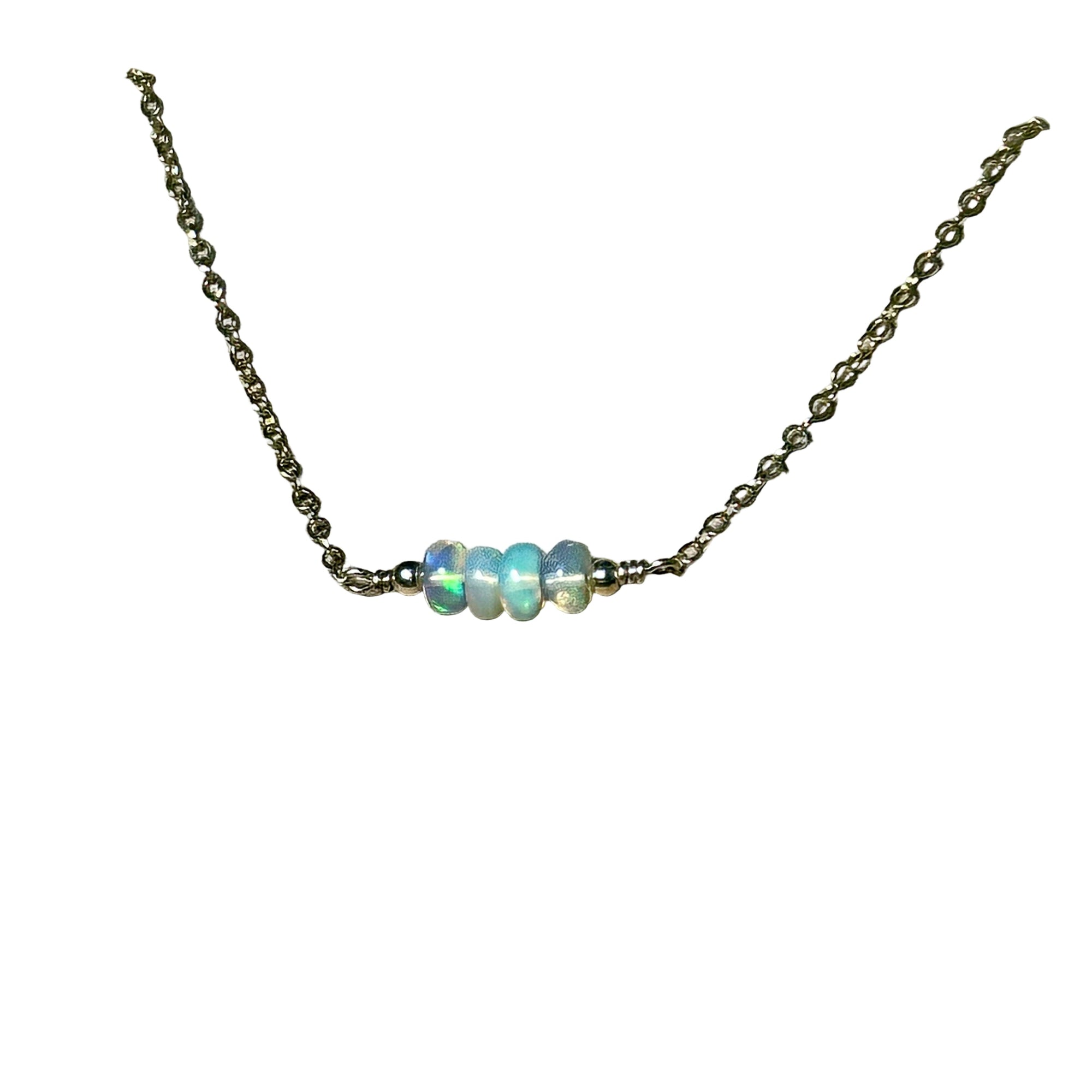 Bertoni gold-filled necklace with opal birthstone beads for October, elegant healing crystal jewelry