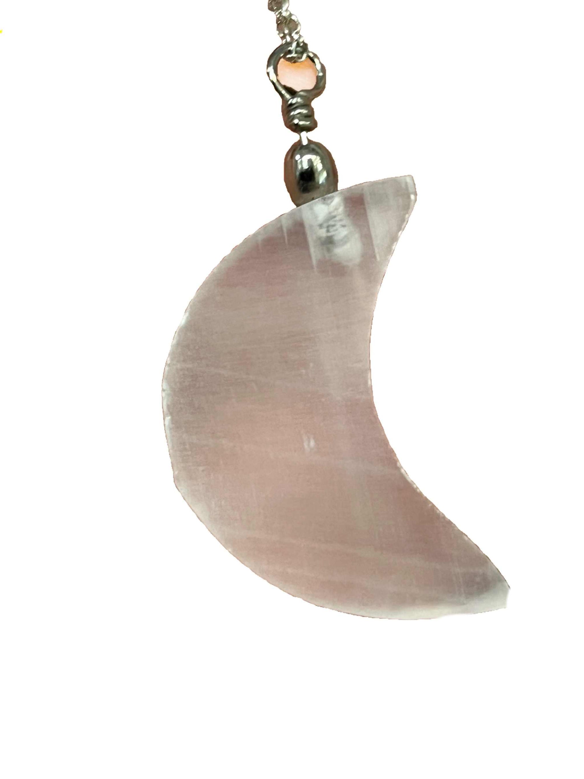 Selenite Pendant - Moon, Chains and Necklaces, Necklaces