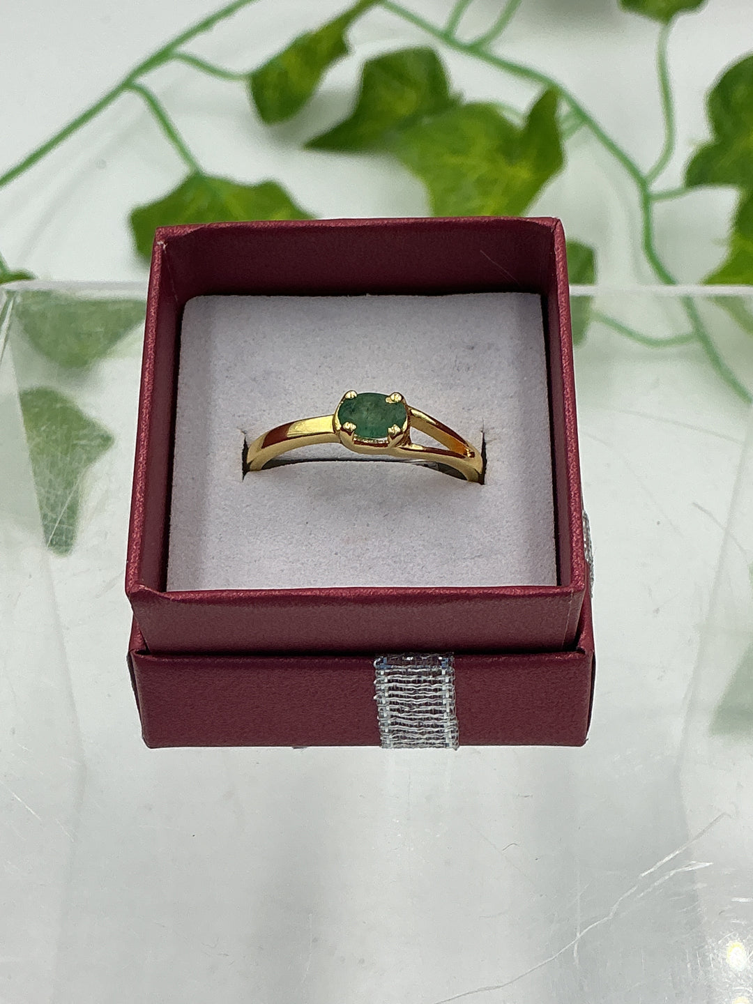 Teardrop Emerald Vermeil Gold Over Sterling Silver Ring – Size 10