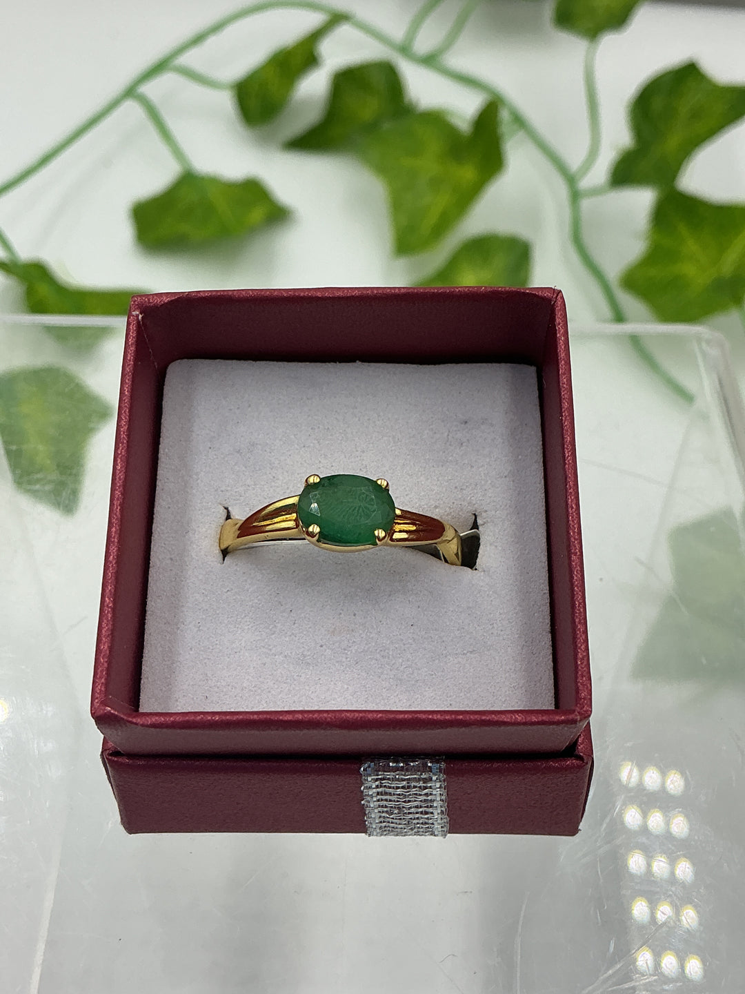 Oval Emerald Vermeil Gold Over Sterling Silver Ring – Size 10