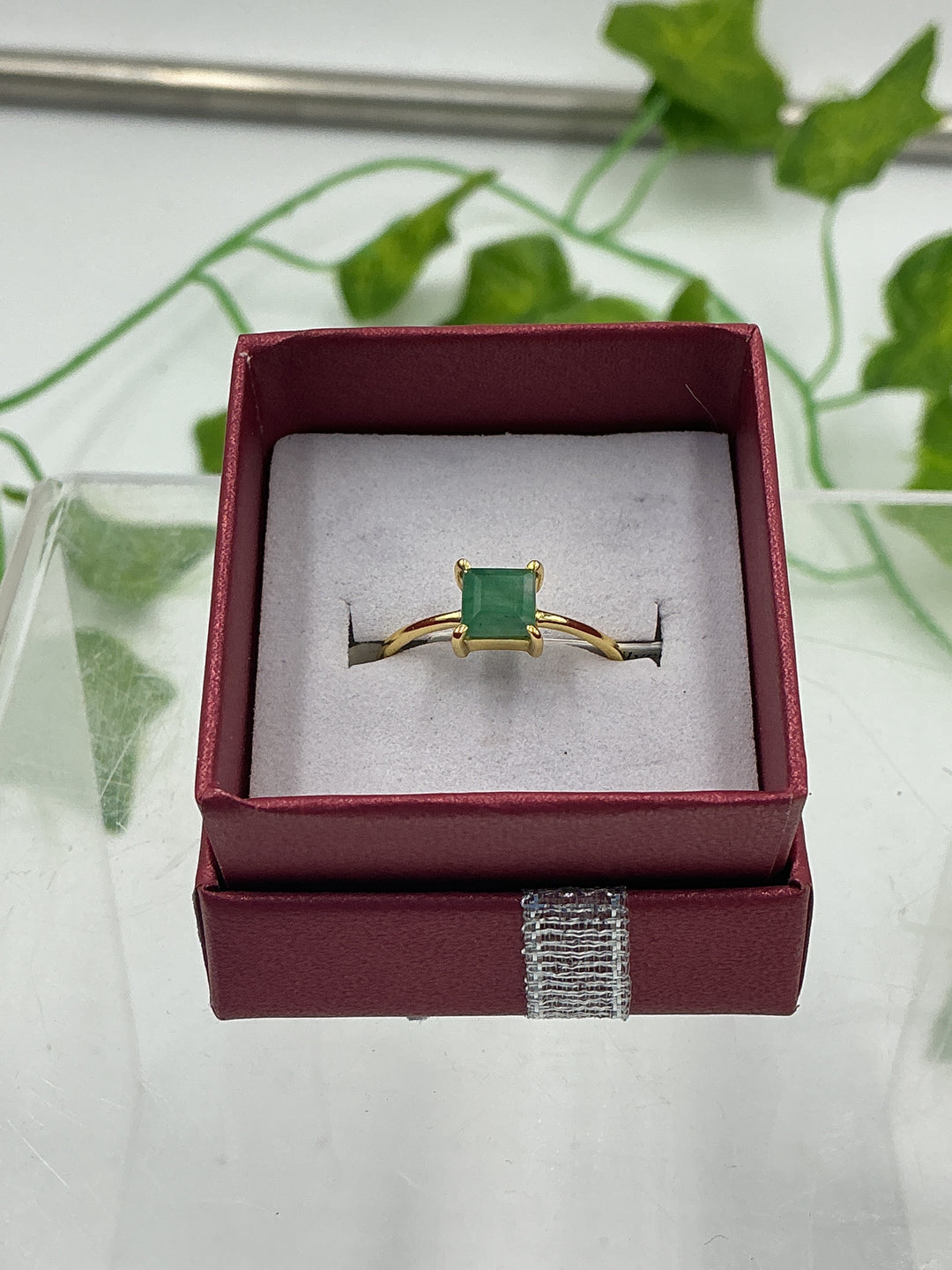 Princess Cut Emerald Vermeil Gold Over Sterling Silver Ring – Size 6