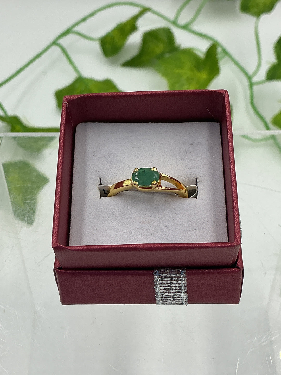 Teardrop Emerald Vermeil Gold Over Sterling Silver Ring – Size 6