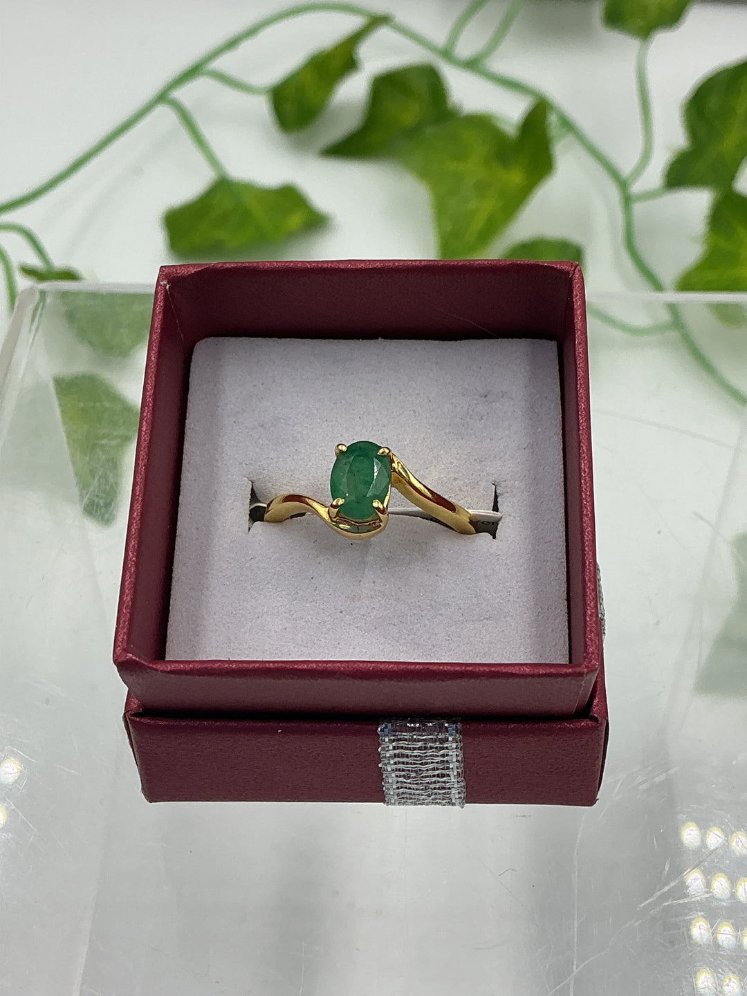 Oval Emerald Vermeil Gold Over Sterling Silver Ring – Size 6