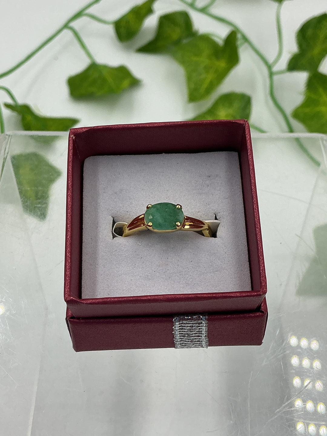 Oval Emerald Vermeil Gold Over Sterling Silver Ring – Size 7
