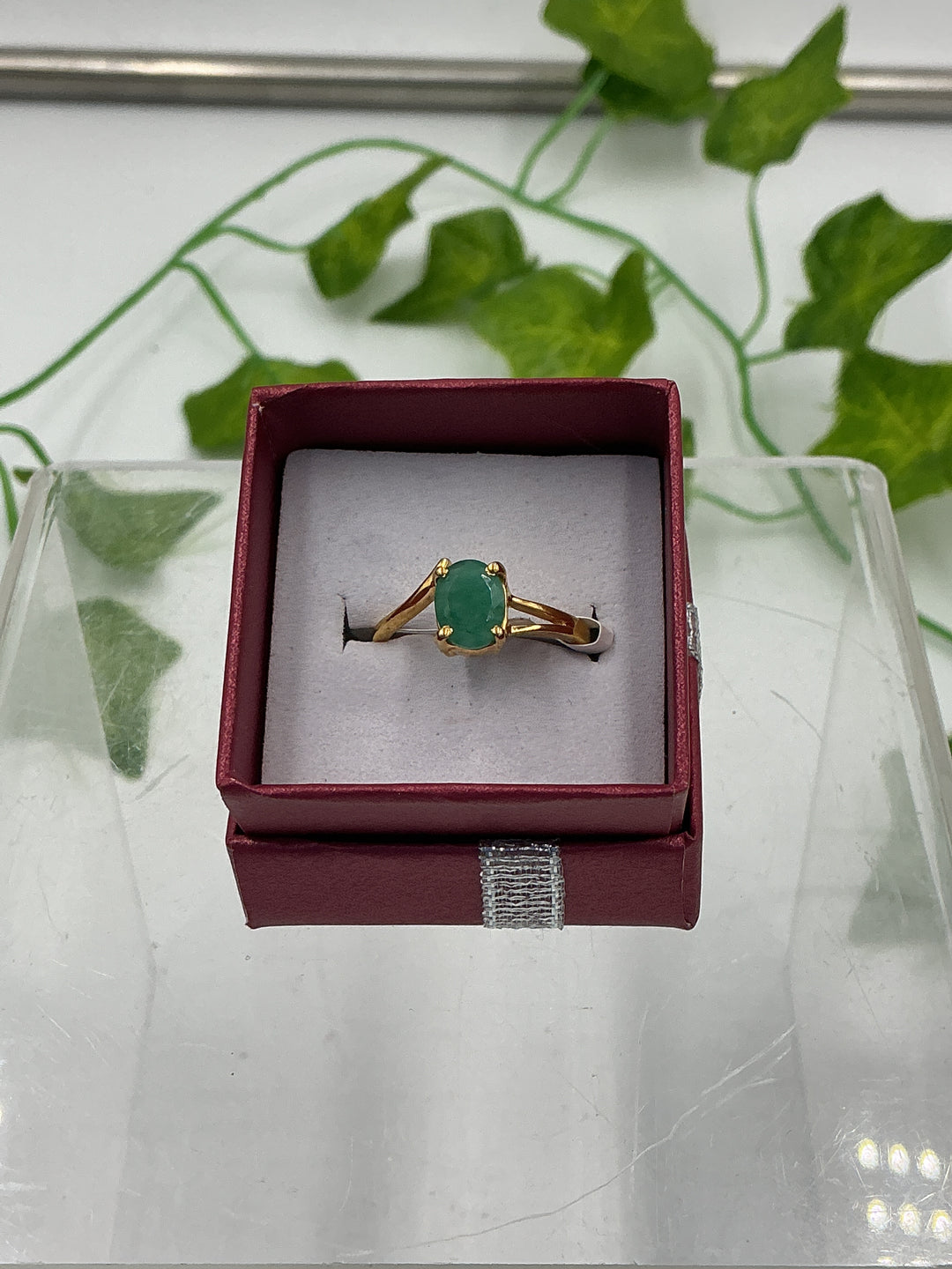 Natural Faceted Emerald Vermeil Gold Over Sterling Silver Solitaire Ring – Size 8 | May Birthstone