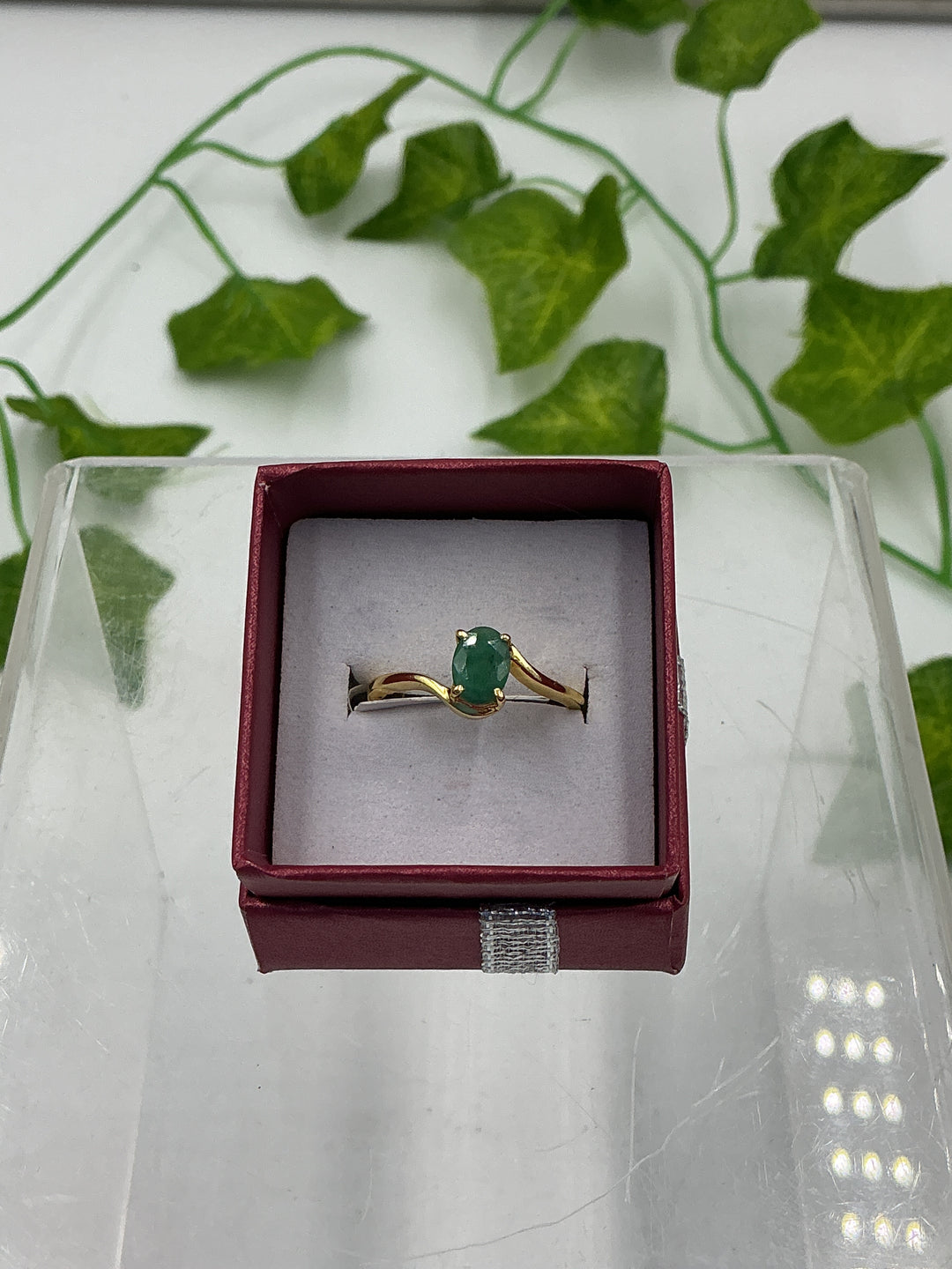 Natural Faceted Emerald Vermeil Gold Over Sterling Silver Bypass Ring – Size 8 | Elegant Solitaire May Birthstone Ring