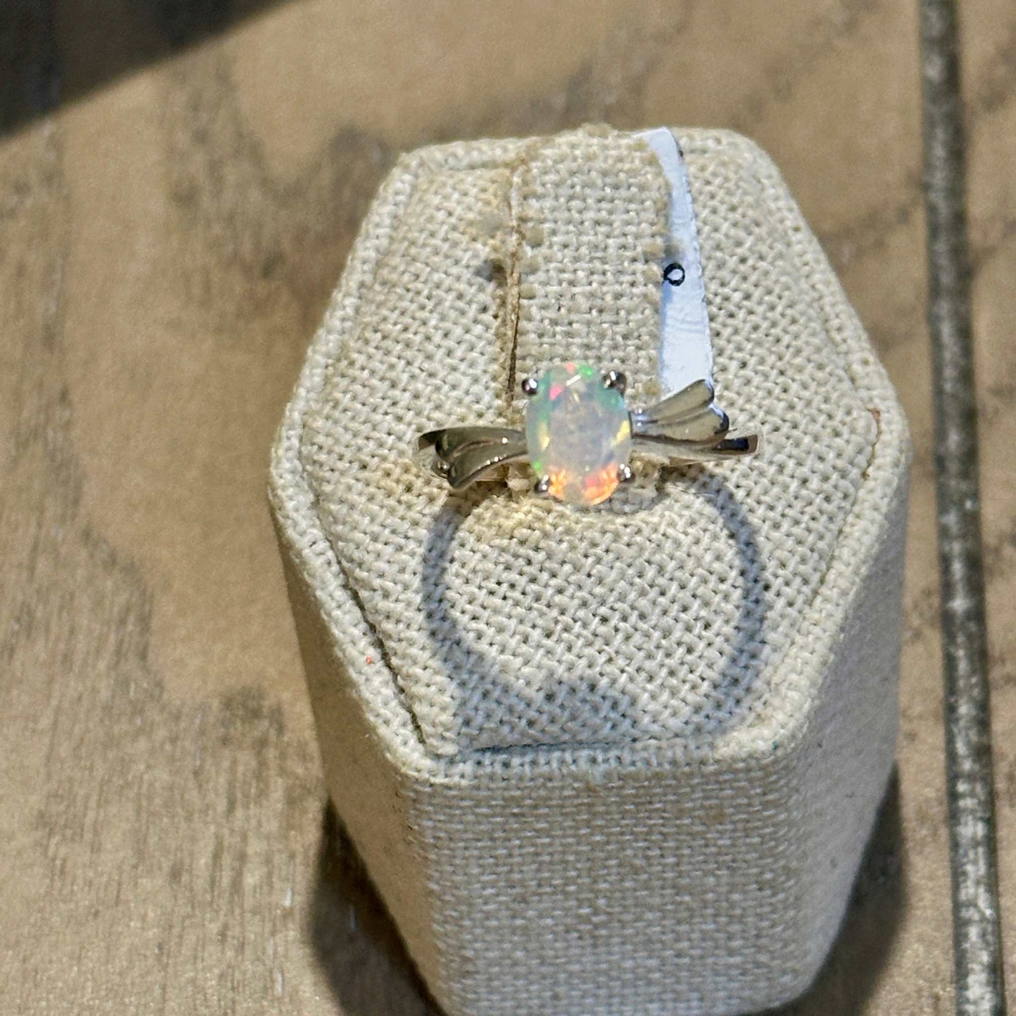 Ethiopian Opal Oval Ribbon-Bypass Ring – Sterling Silver – Size 8