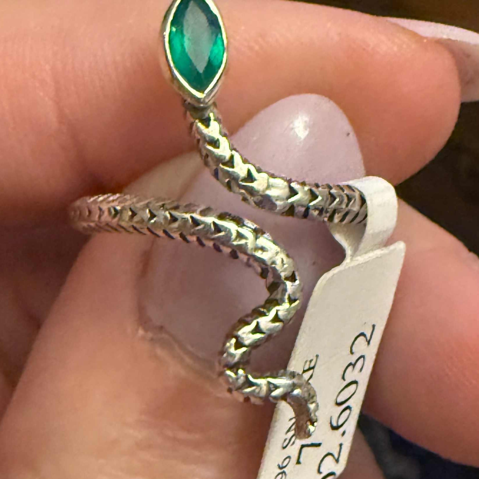 Gemstone Snake Ring  - Sterling Silver or Gold Vermeil