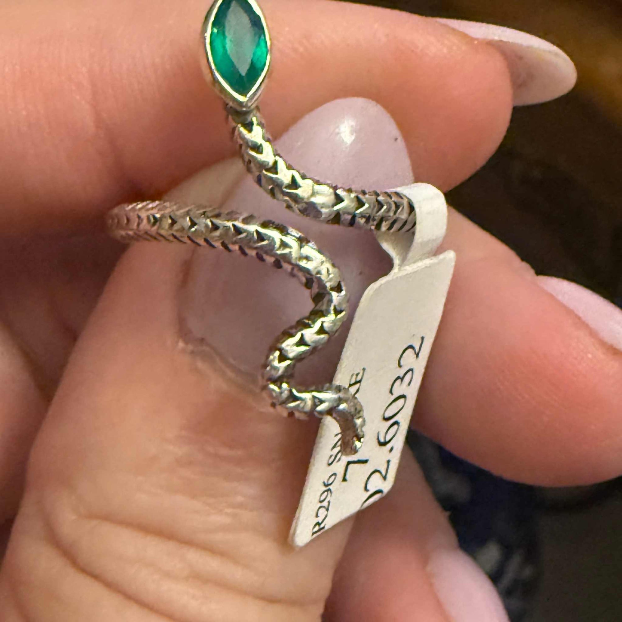 Gemstone Snake Ring  - Sterling Silver or Gold Vermeil