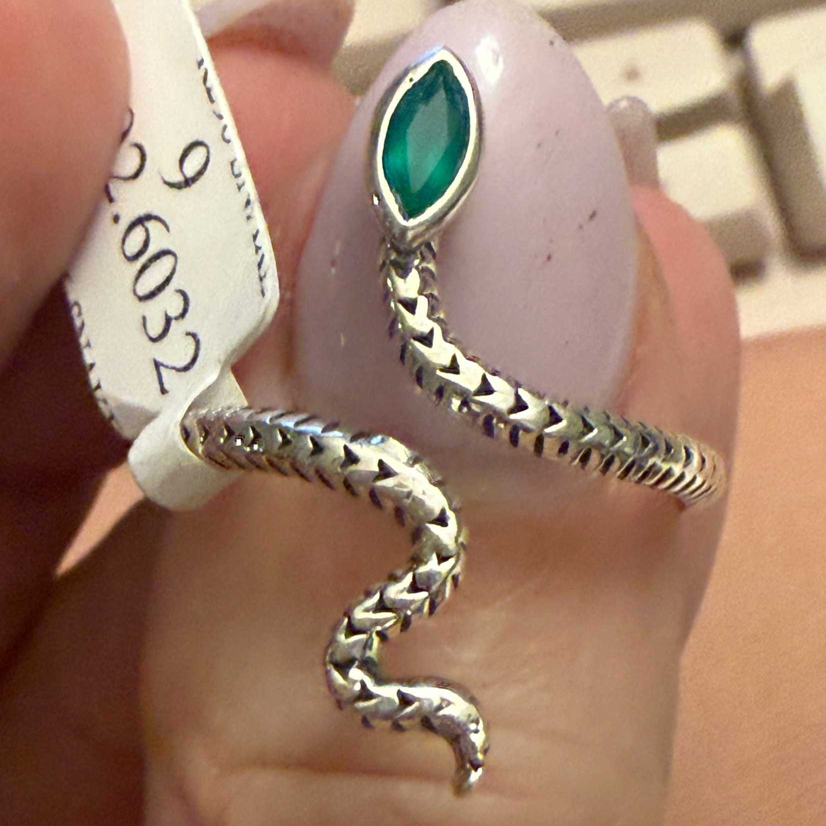 Gemstone Snake Ring  - Sterling Silver or Gold Vermeil