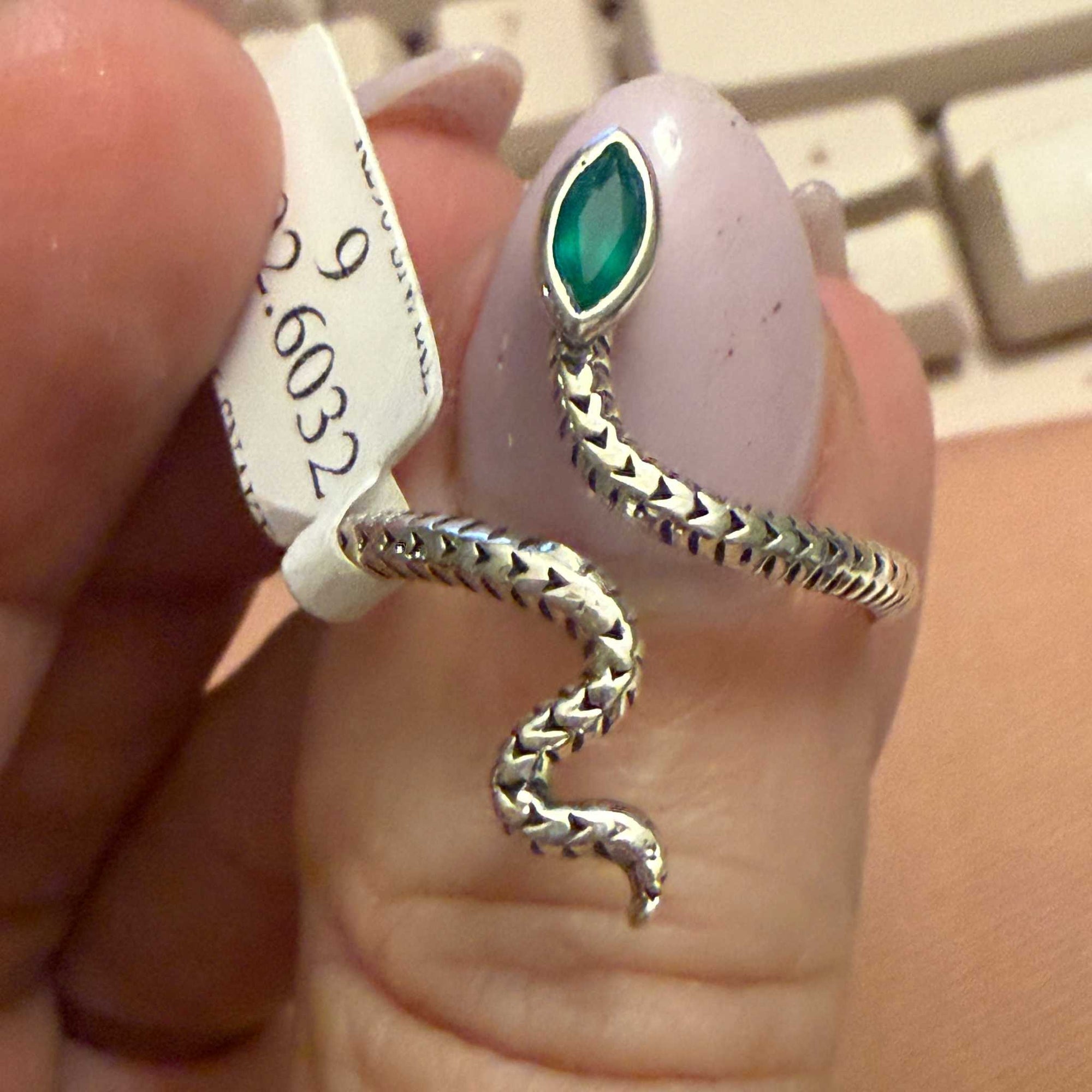 Gemstone Snake Ring  - Sterling Silver or Gold Vermeil