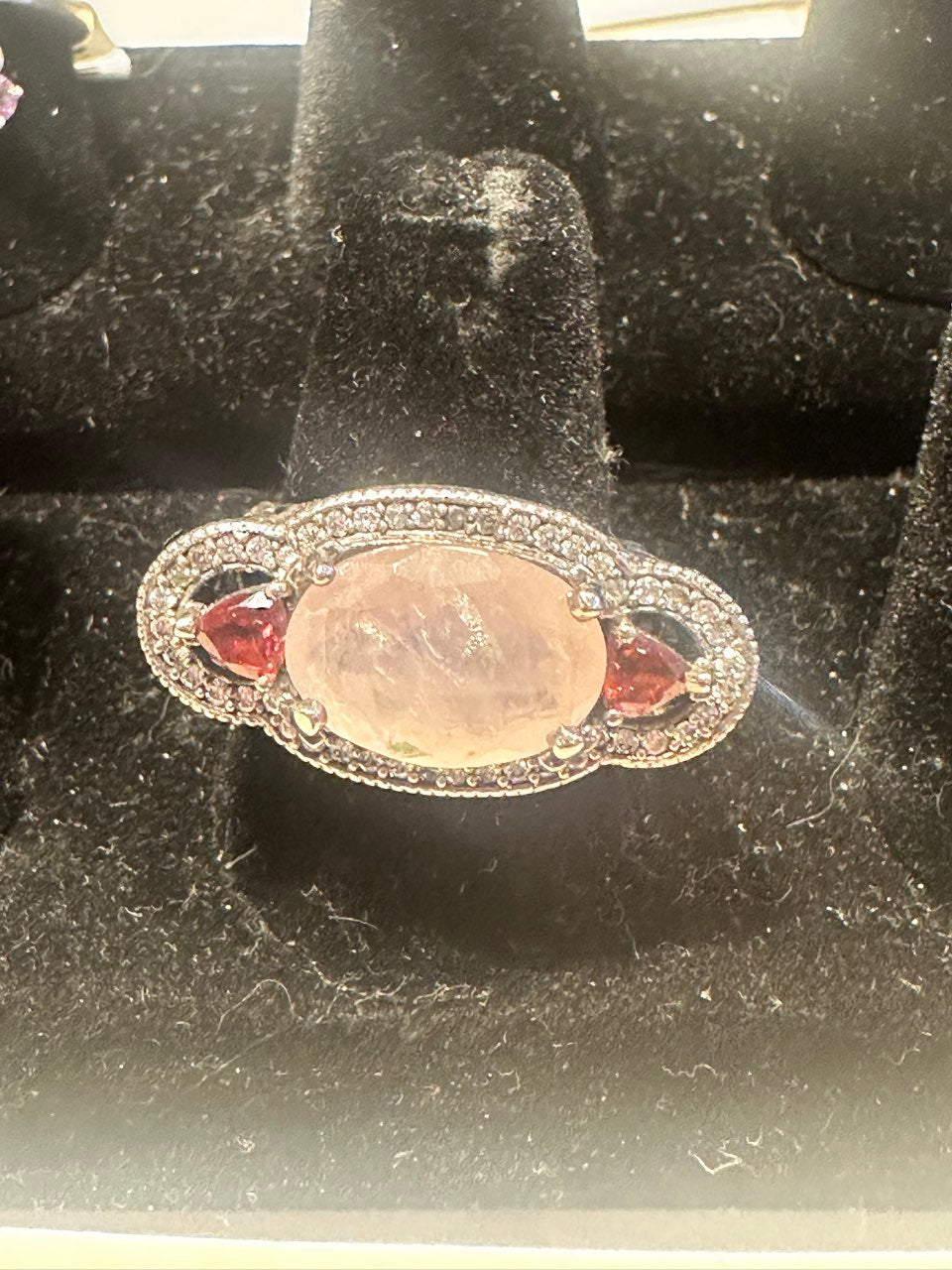 Rose Quartz &amp; Pink Tourmaline Ring Size 8 (08.3074)