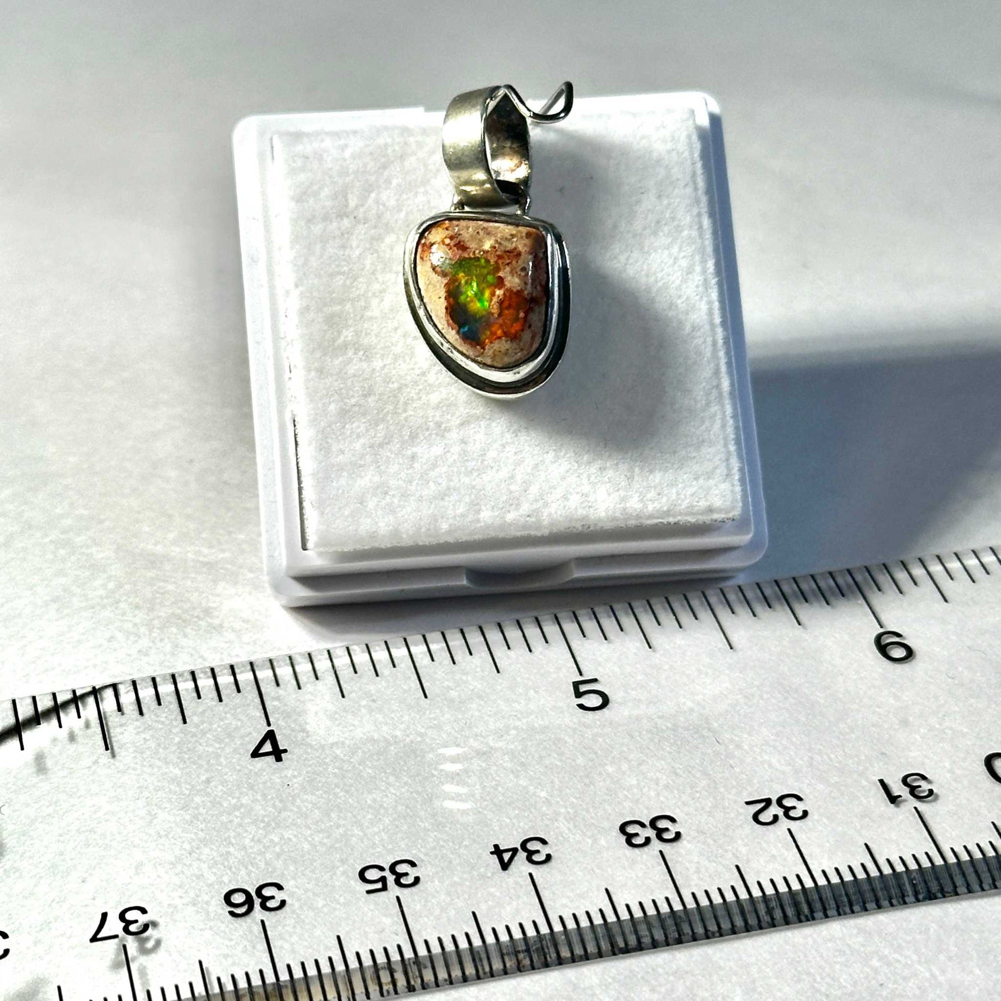 Aztec Sol Mexican Fire Opal Pendant