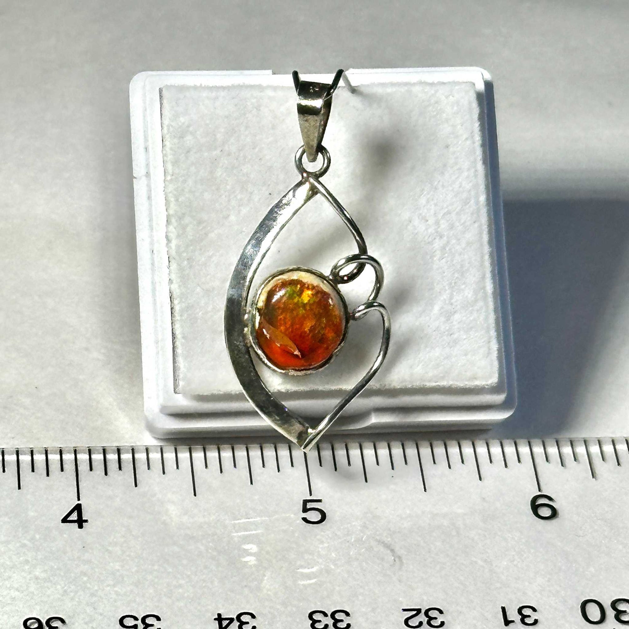 Aztec Sol Mexican Fire Opal Pendant