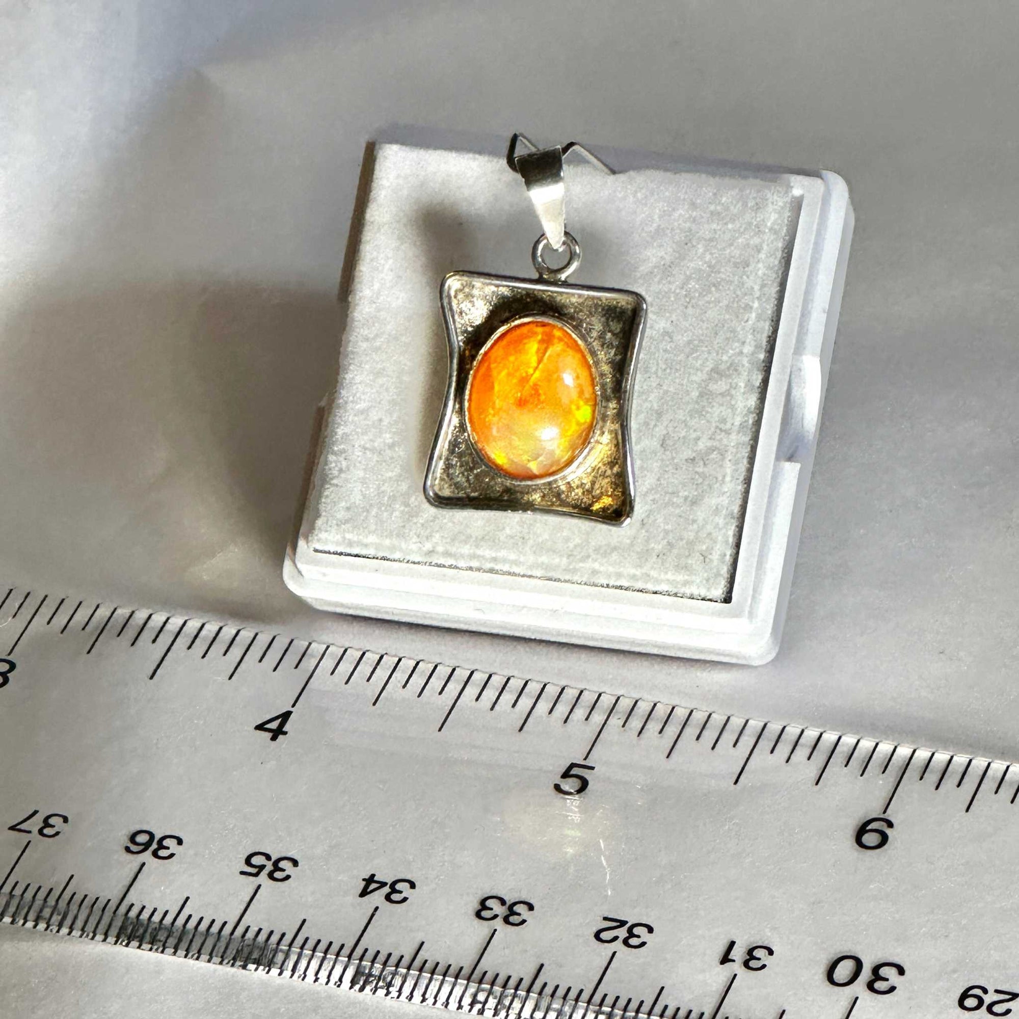 Aztec Sol Mexican Fire Opal Pendant