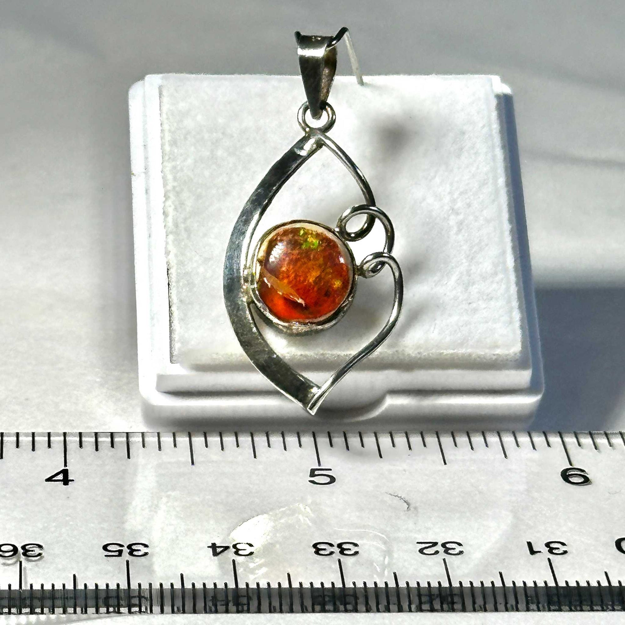 Aztec Sol Mexican Fire Opal Pendant