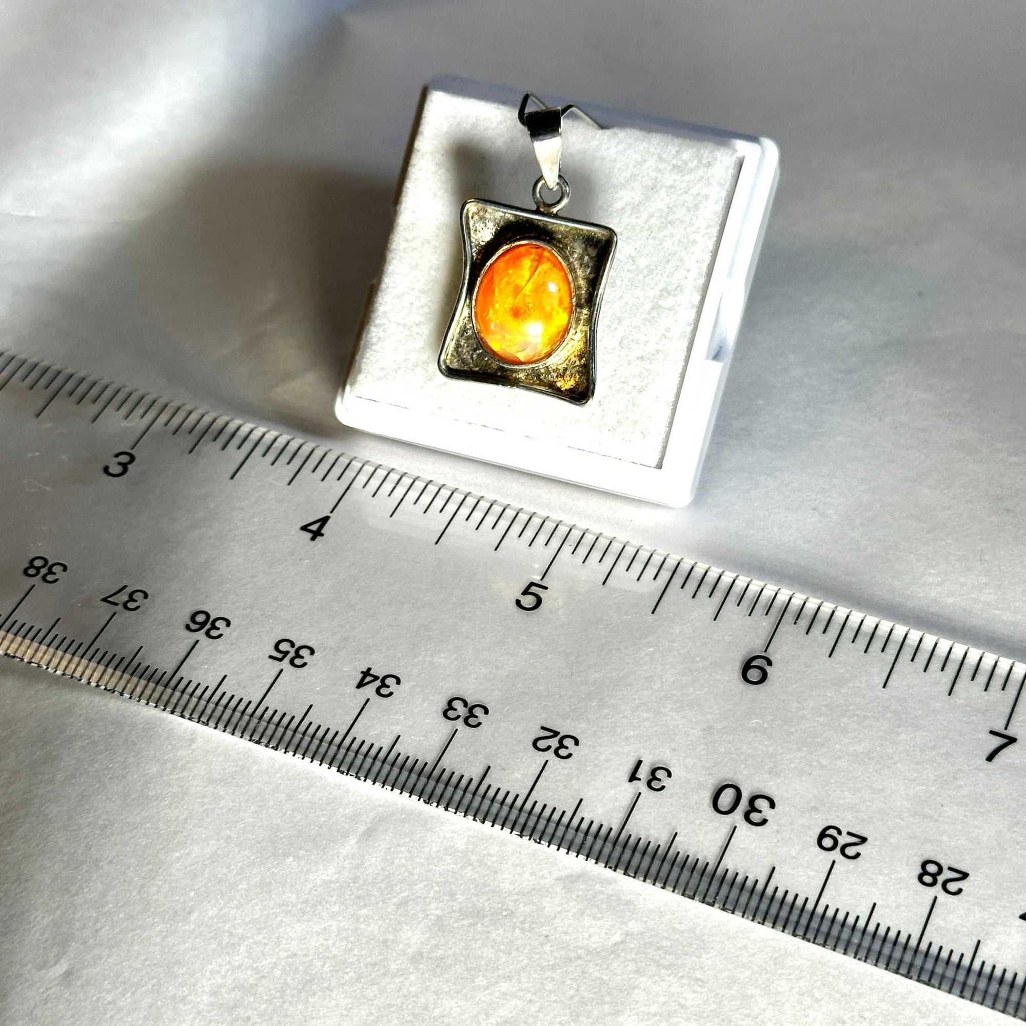 Aztec Sol Mexican Fire Opal Pendant