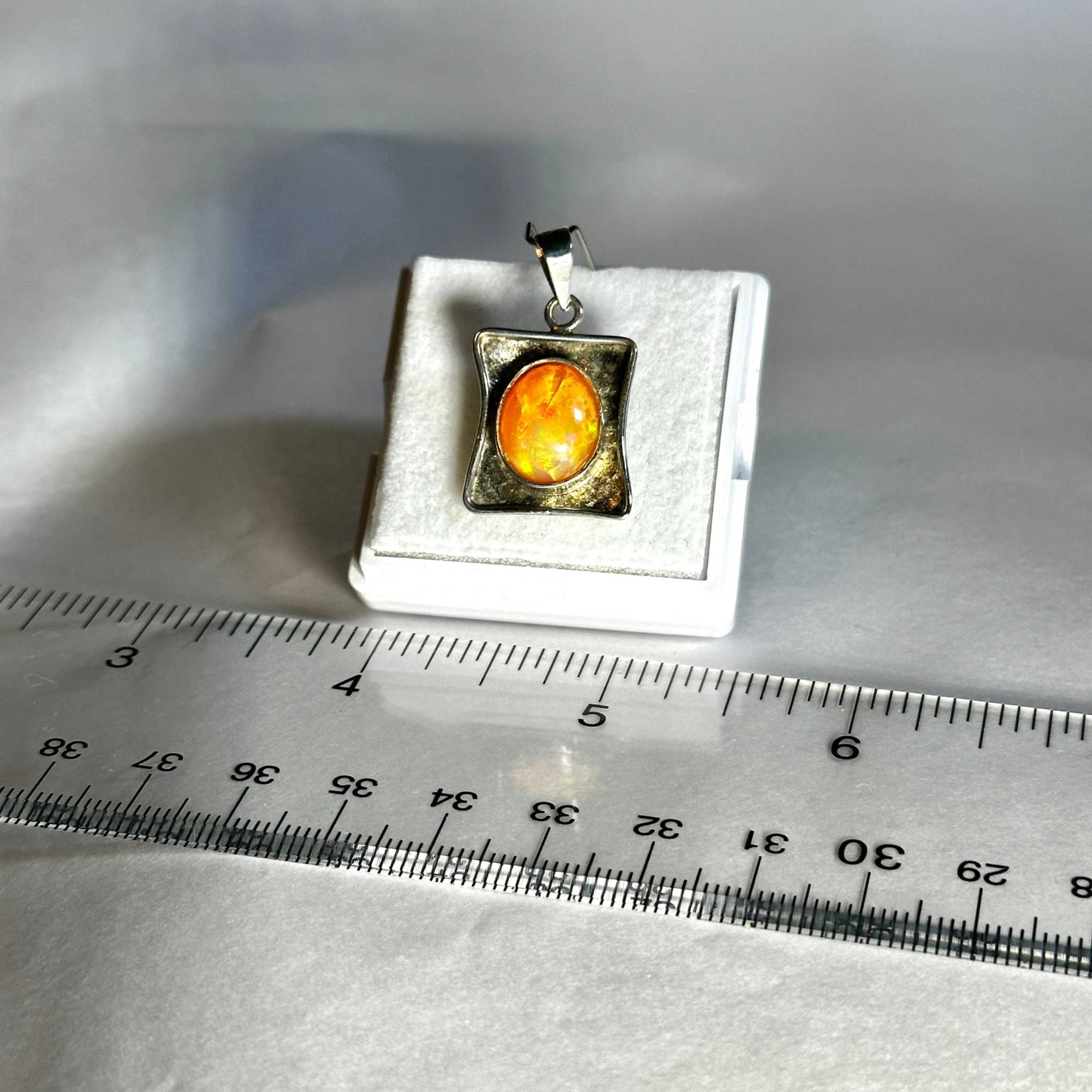 Aztec Sol Mexican Fire Opal Pendant