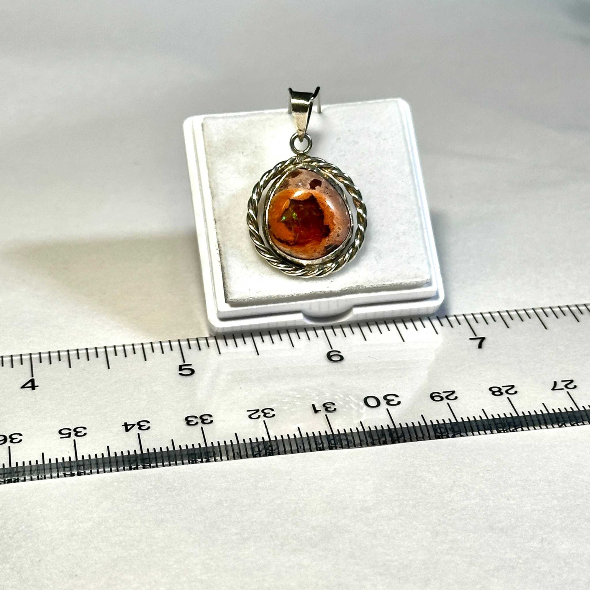 Aztec Sol Mexican Fire Opal Pendant