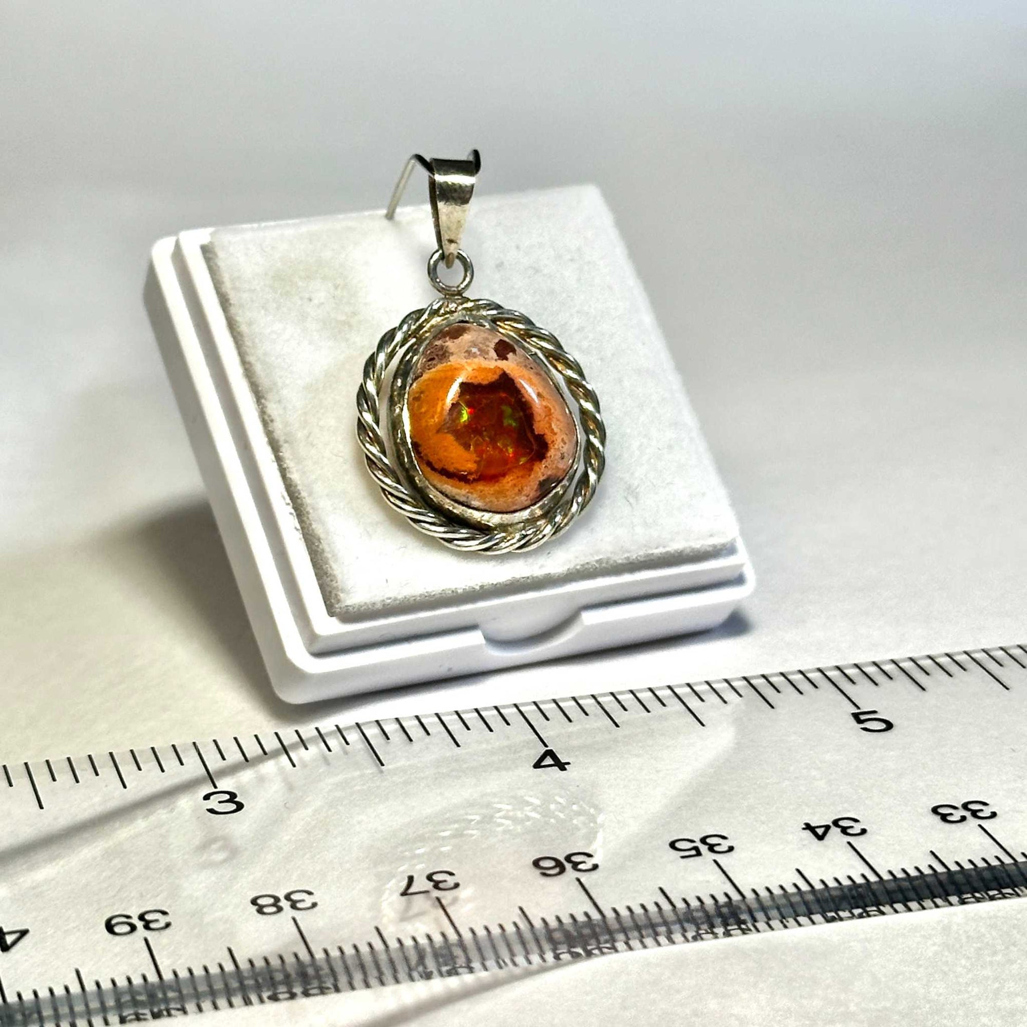 Aztec Sol Mexican Fire Opal Pendant