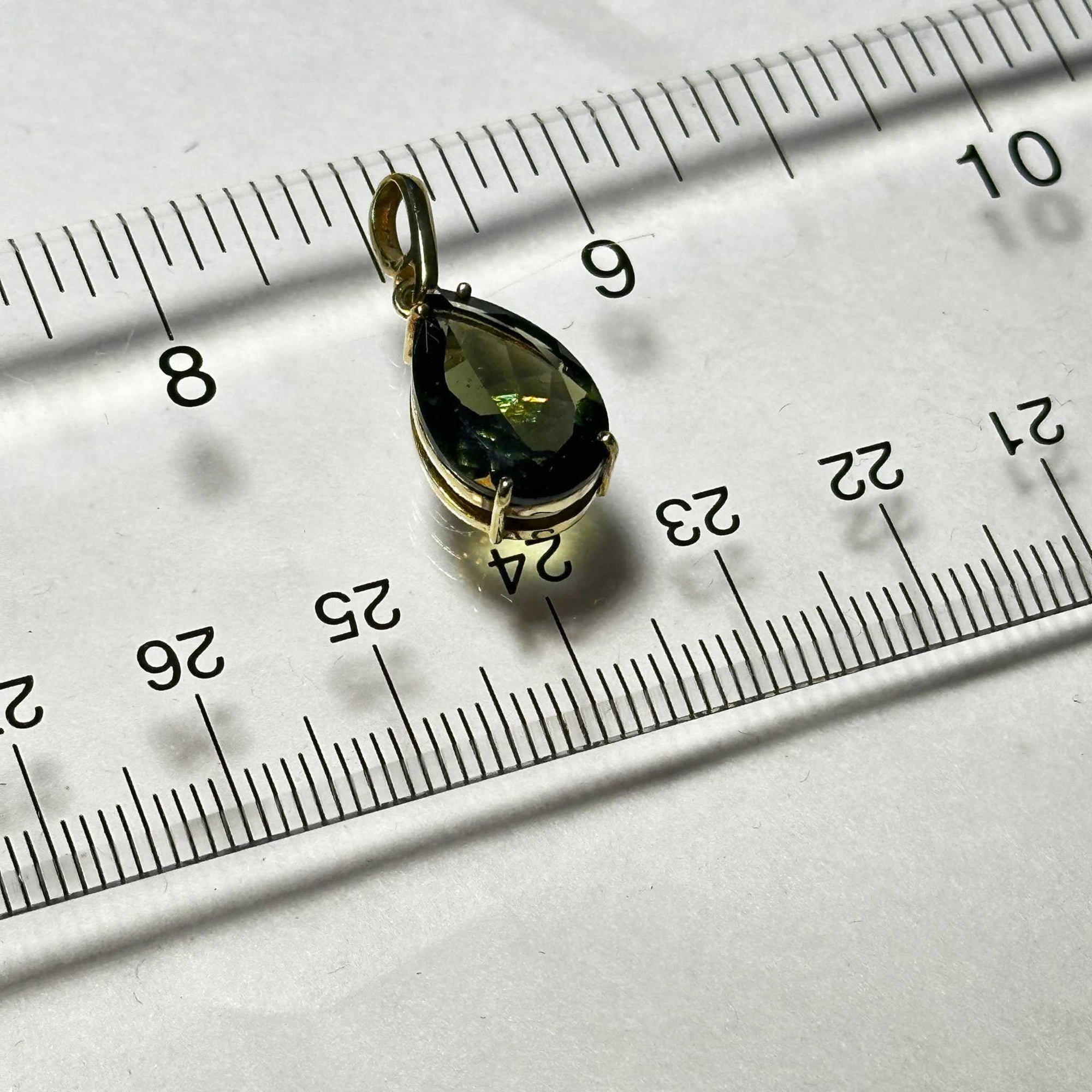 Gold-Plated Sterling Silver Moldavite Faceted Drop Pendant