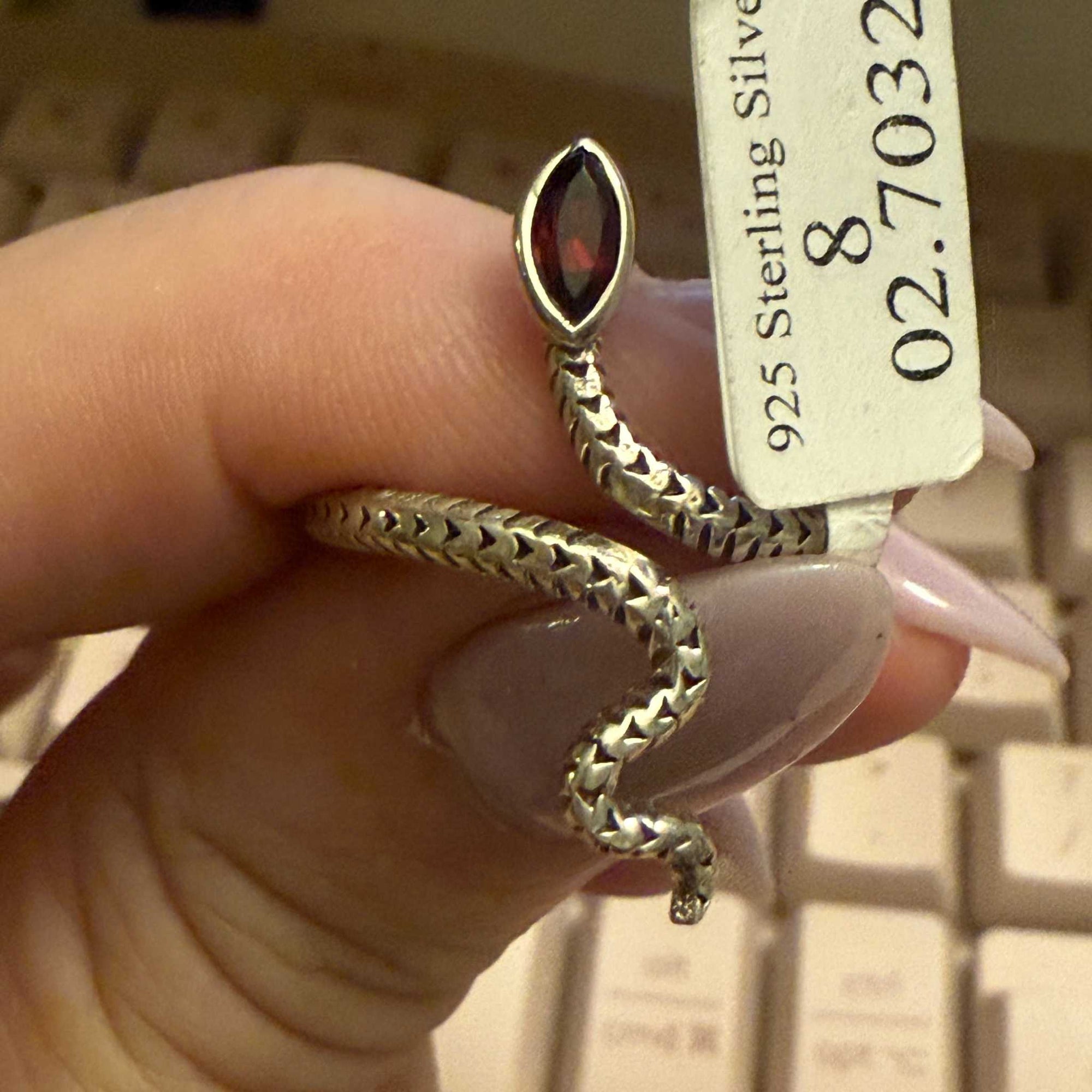 Gemstone Snake Ring  - Sterling Silver or Gold Vermeil