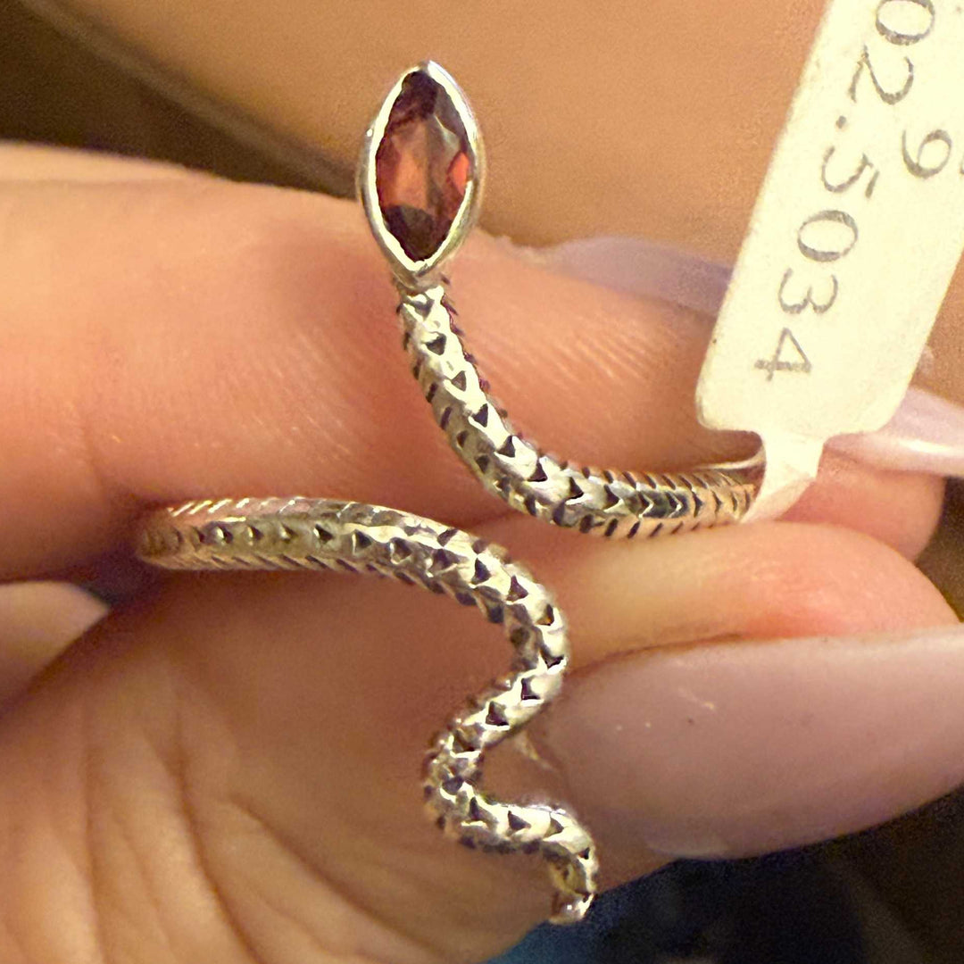 Gemstone Snake Ring  - Sterling Silver or Gold Vermeil