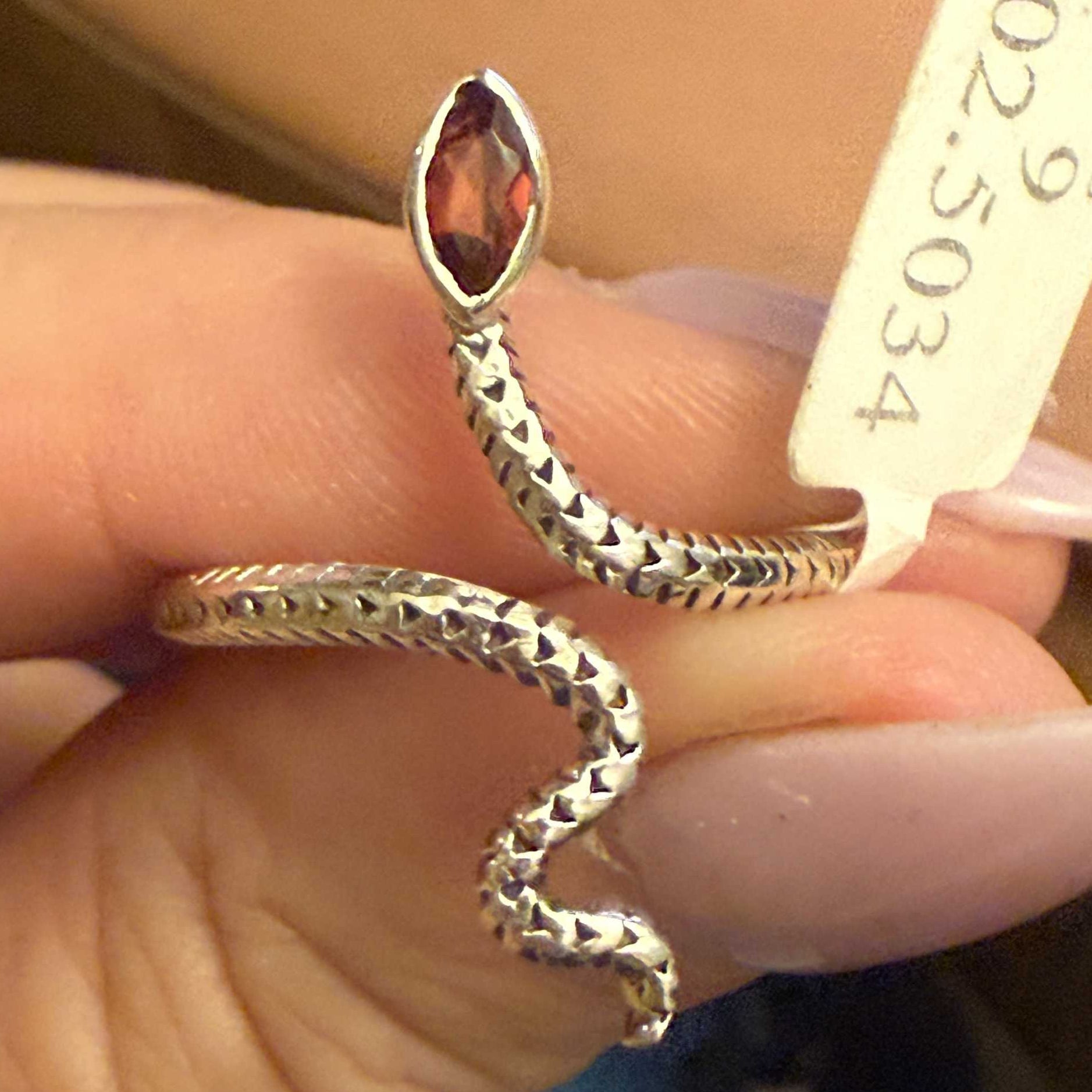 Gemstone Snake Ring  - Sterling Silver or Gold Vermeil