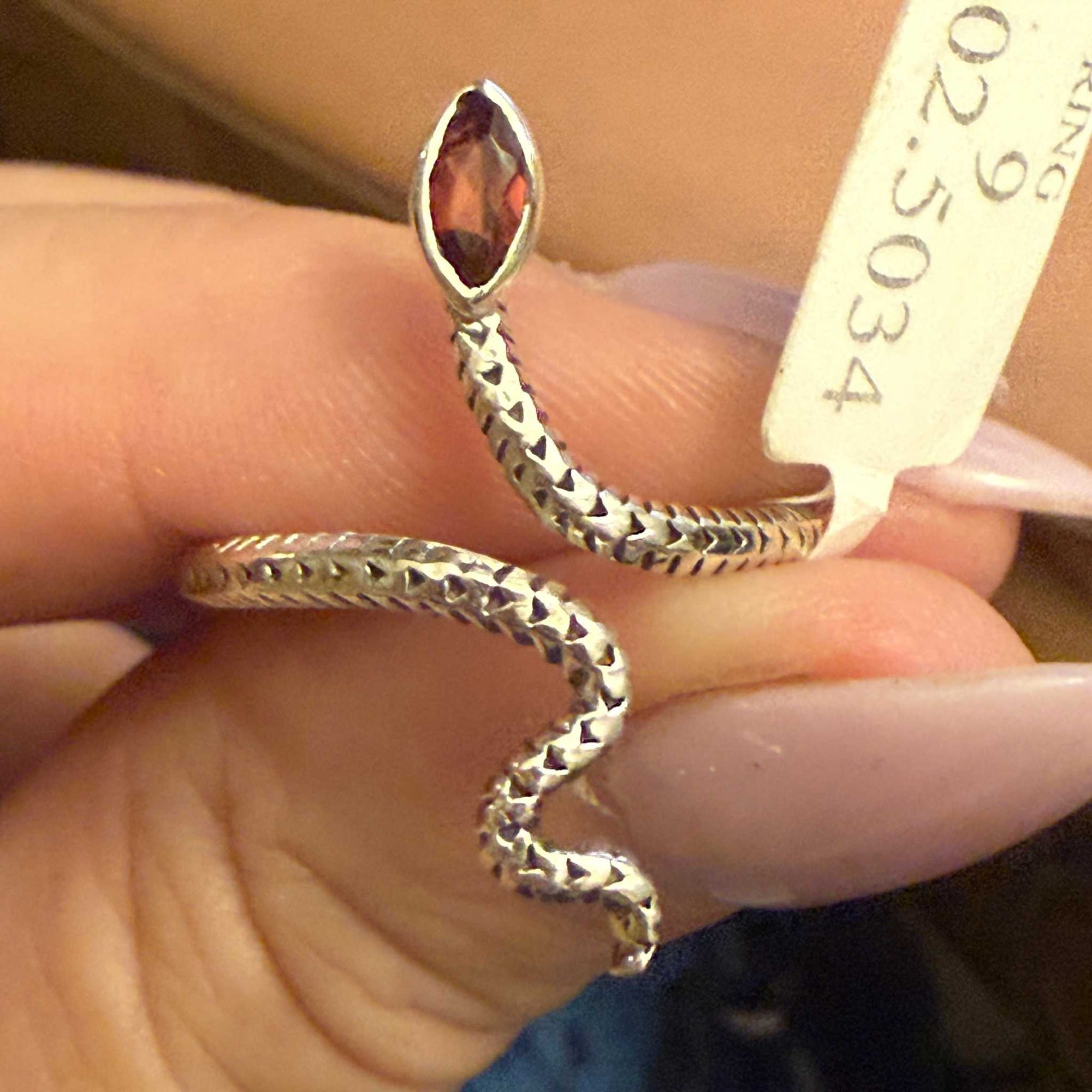 Gemstone Snake Ring  - Sterling Silver or Gold Vermeil