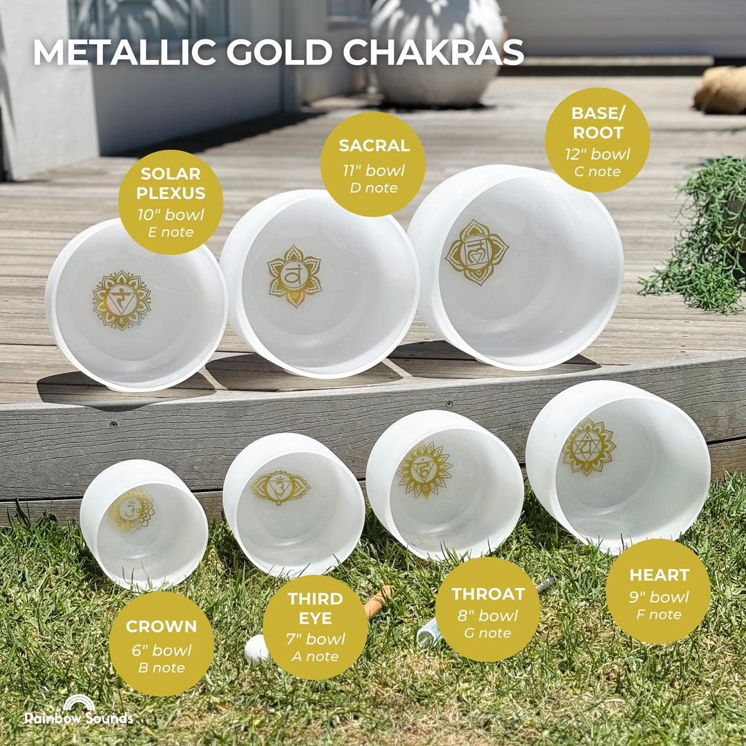 Set of 7 White Sound Therapy Bowls in Beige Carry-On Cases