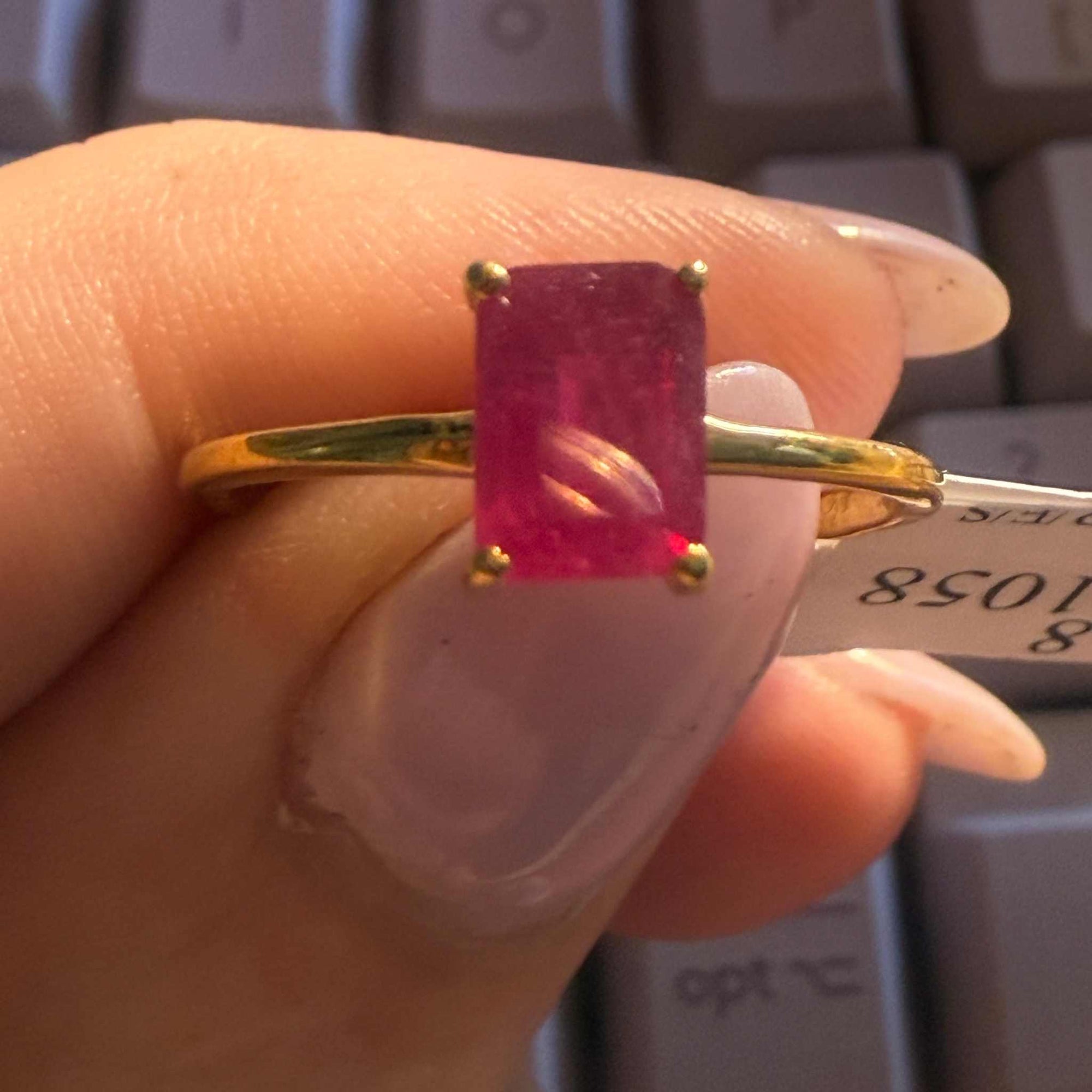 Emerald-Cut Ruby Solitaire Ring | 18k Gold Vermeil