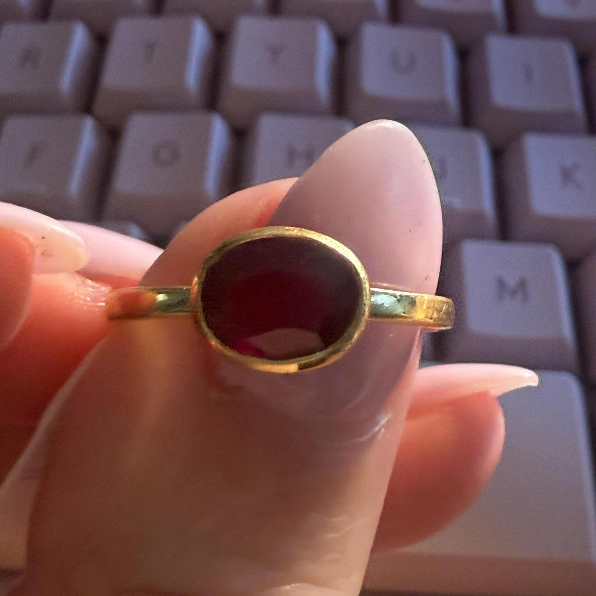 Ruby Bezel Solitaire Ring | Gold Vermeil