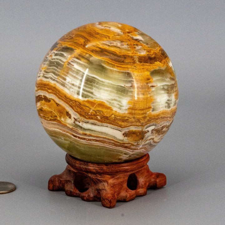 Green Onyx Sphere w/t Stand XL 100mm