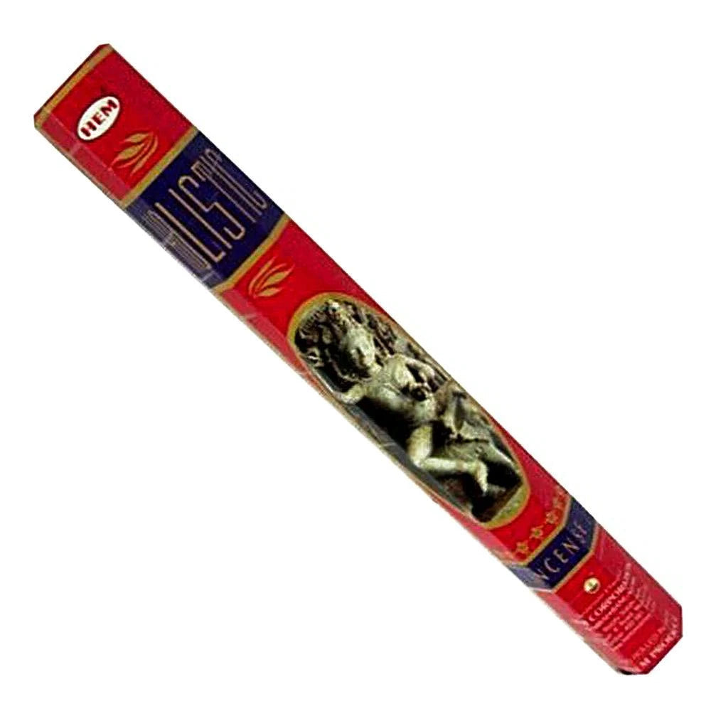 Red incense stick packaging with a gold design on a white background