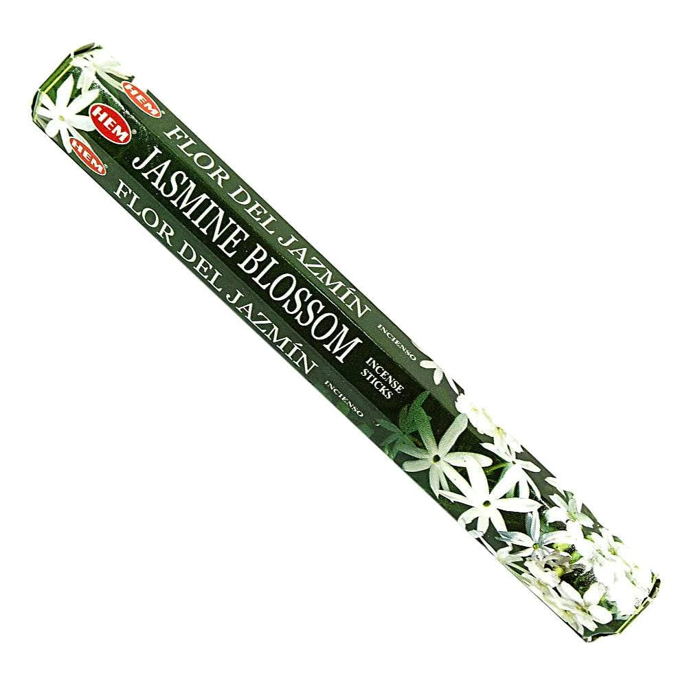 Box of Hem Jasmine blossom incense on white background