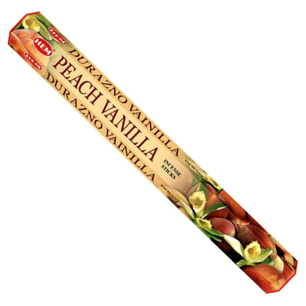 Pack of Durazno Vanilla Peach Vanilla incense sticks on a white background